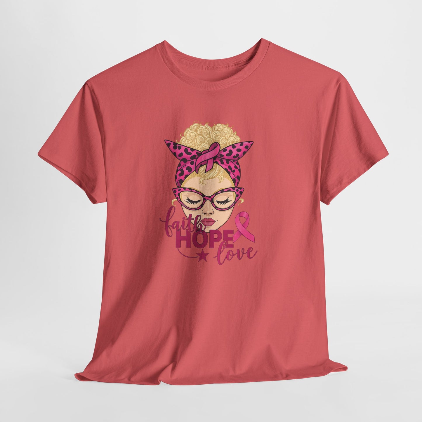 Hope Love Pink Ribbon Tee - Breast Cancer Awareness