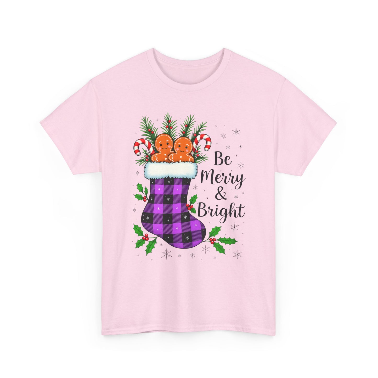Buffalo Plaid Stocking Unisex Tee - Be Merry & Bright