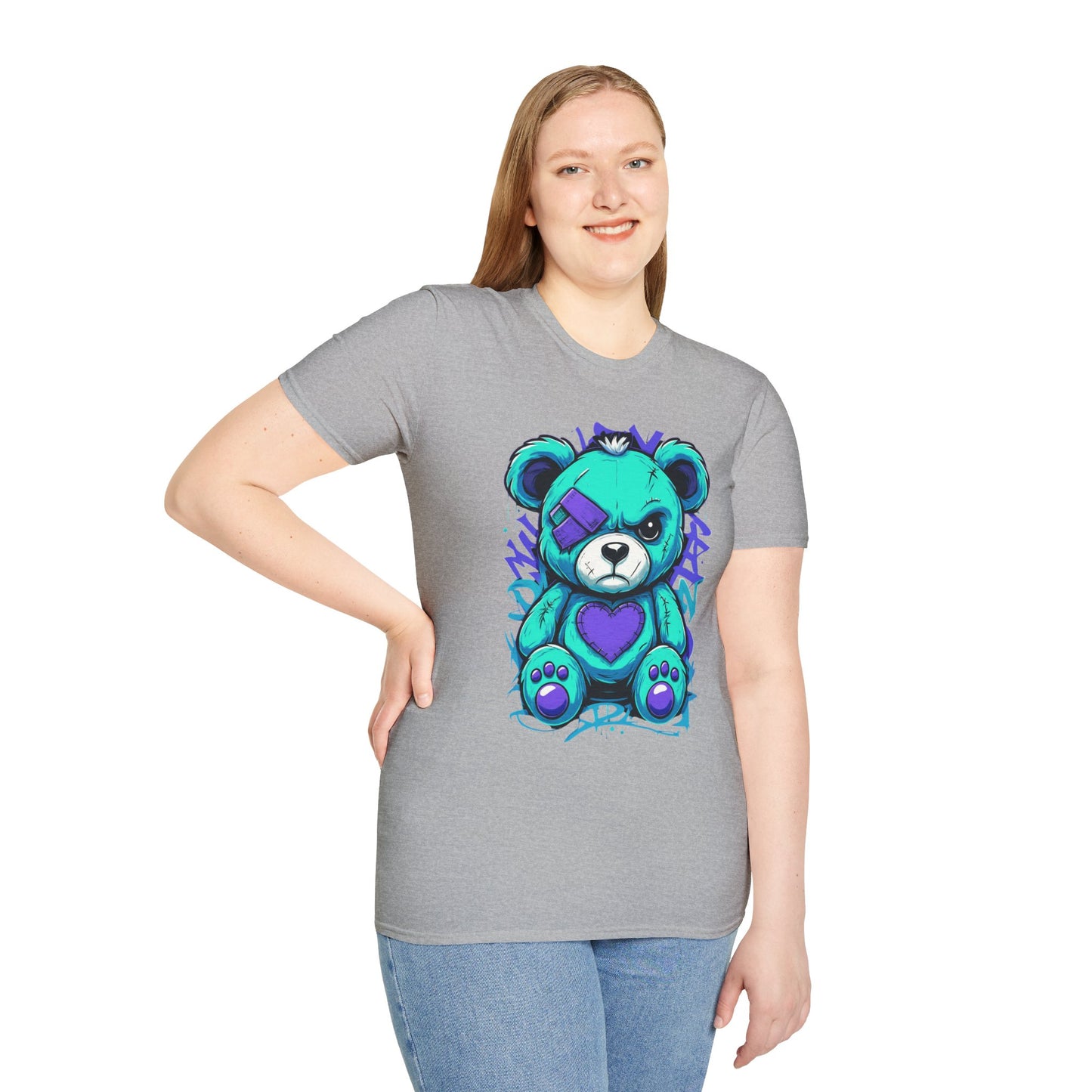 Adorable Grumpy Bear Unisex Softstyle T-Shirt | Cute Graphic Tee, Casual Wear, Gift for Animal Lovers, Birthday Present, Fun Fashion