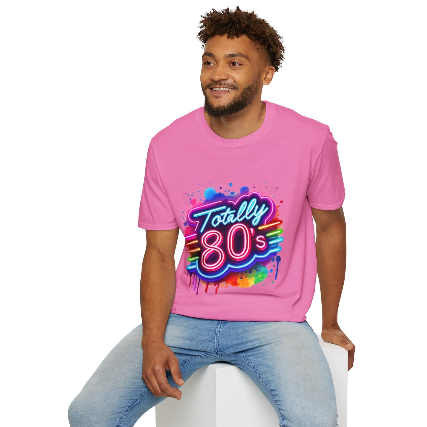 Totally 80s Unisex Softstyle T-Shirt – Retro Vintage Tee, Nostalgic Gift, Party Shirt, Perfect for 80s Theme Events, Festival Wear