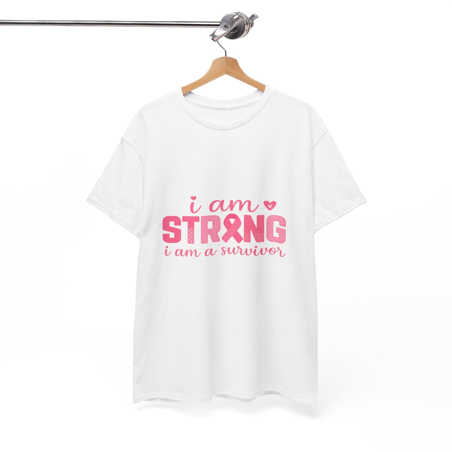I AM STRONG - Pink Ribbon Breast Cancer Awareness Tee