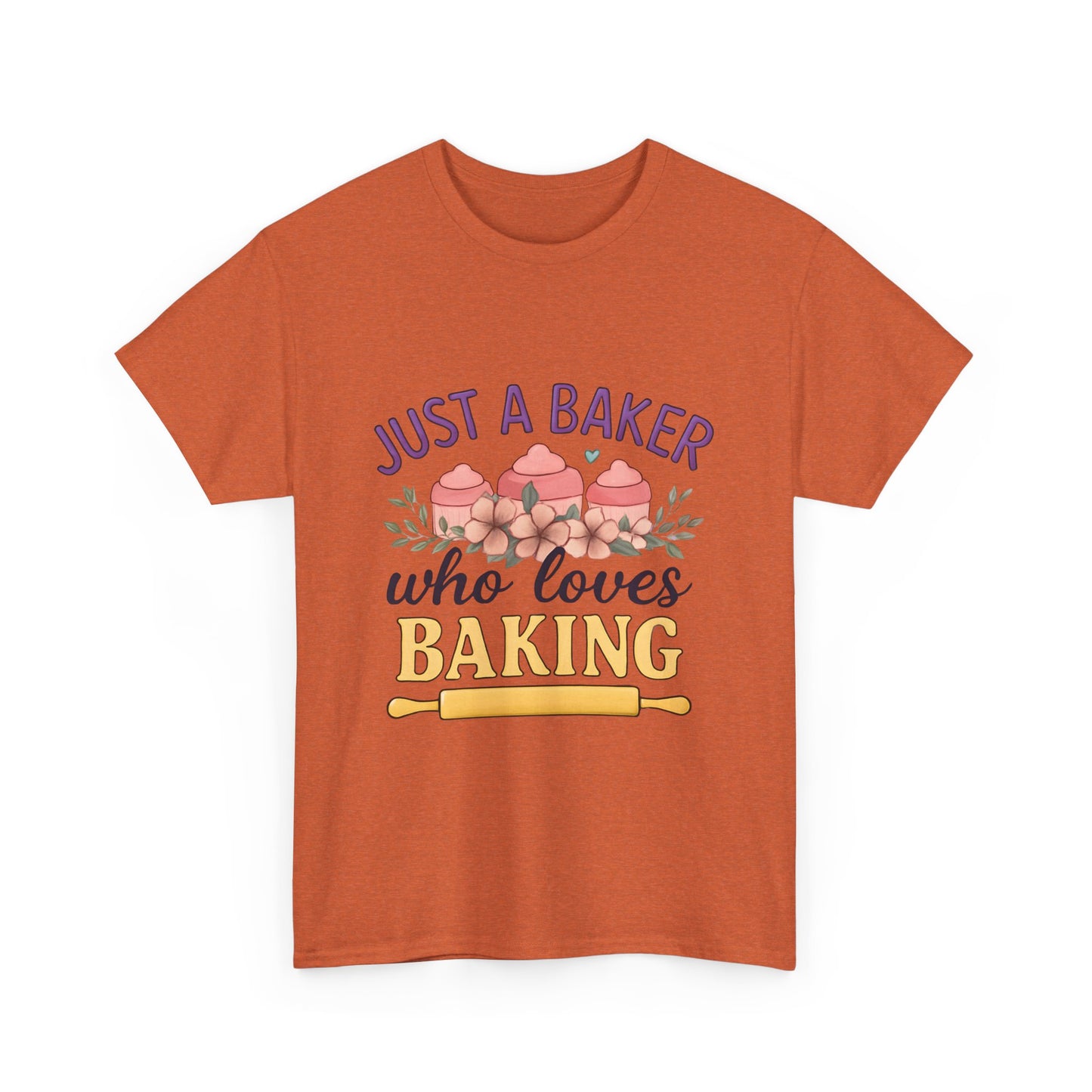 Baking Lover Tee with Cupcake and Rolling Pin Design