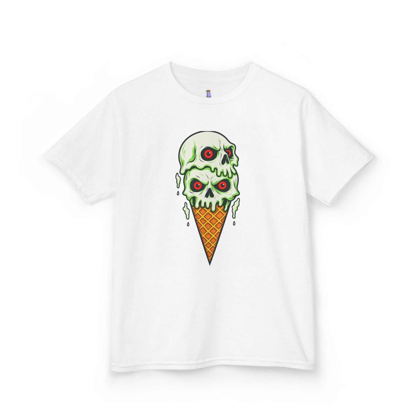 Kids Skull Ice Cream Tee, Cute T-Shirt for Kids, Halloween Apparel, Year-Round Fun, Trendy Summer Wear, Unique Gift Idea