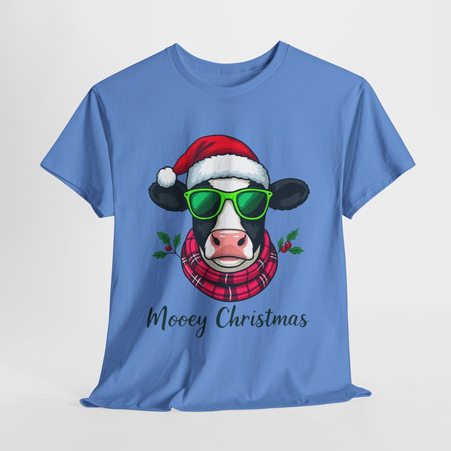 Moovey Christmas Cow Tee - Pink Plaid Scarf & Sunglasses