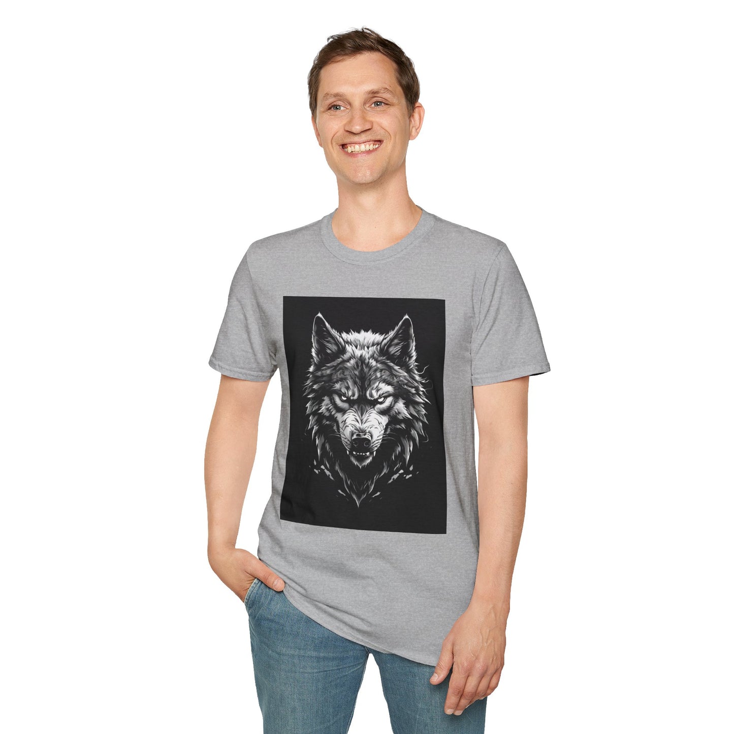 Wolf Graphic Unisex Softstyle T-Shirt, Animal Lover Apparel, Nature Tee, Unique Gift for Outdoorsy Friends, Casual Wear, Birthday Gift