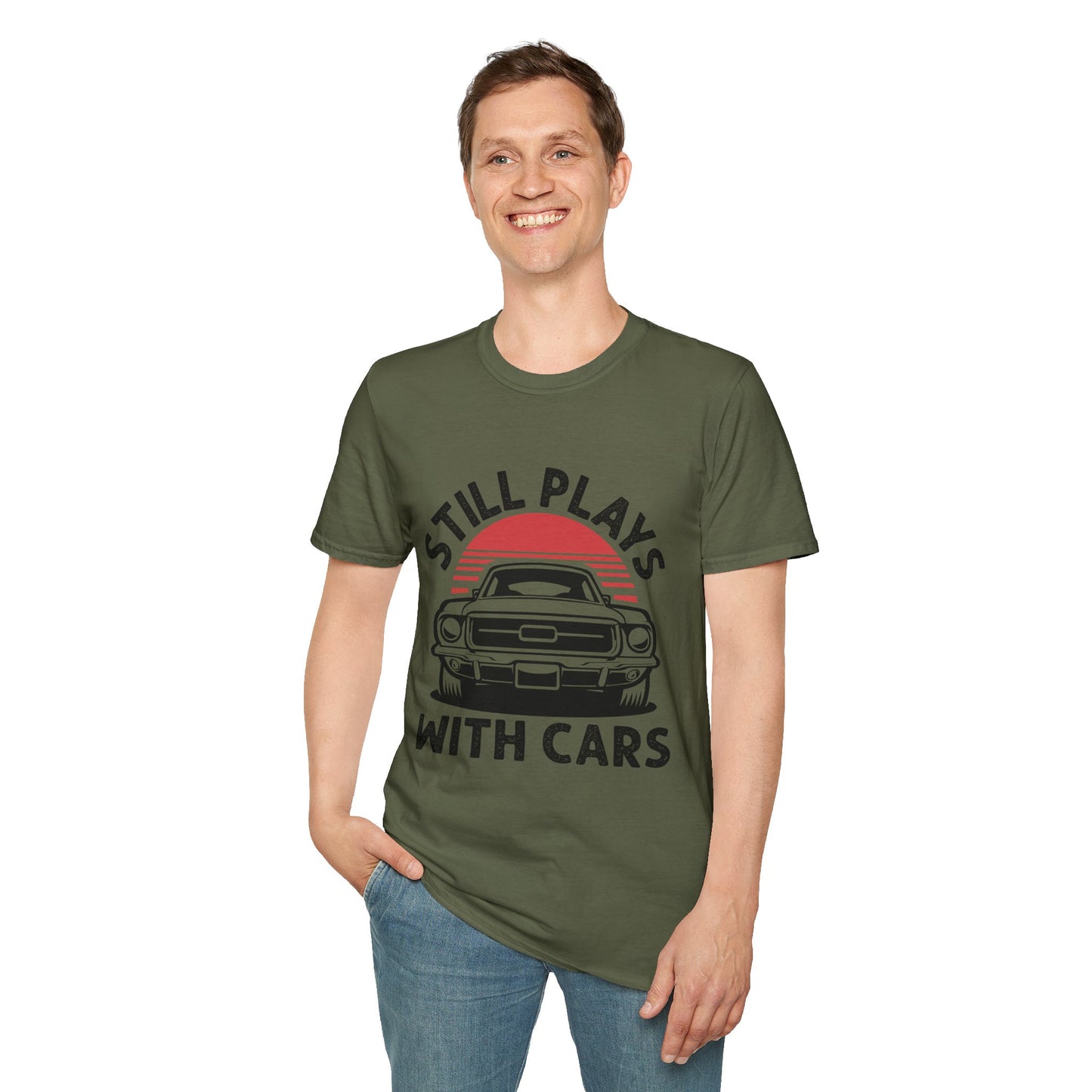 Retro Car Enthusiast T-Shirt, Still Plays with Cars Tee, Gift for Men, Vintage Auto Lover Shirt, Casual Wear, Birthday Present