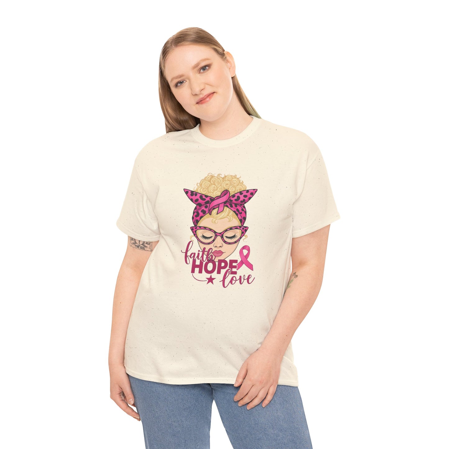 Hope Love Pink Ribbon Tee - Breast Cancer Awareness