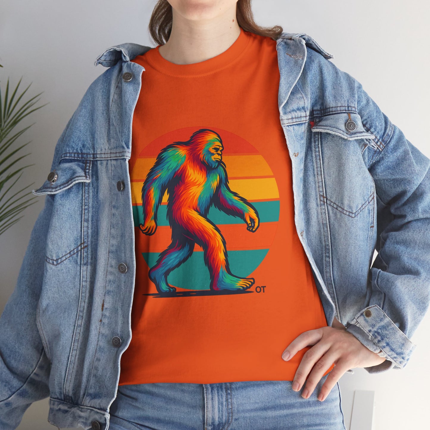 Colorful Bigfoot Unisex T-Shirt, Fun Graphic Tee for Nature Lovers, Perfect for Holidays, Festivals, Camping, Gifts