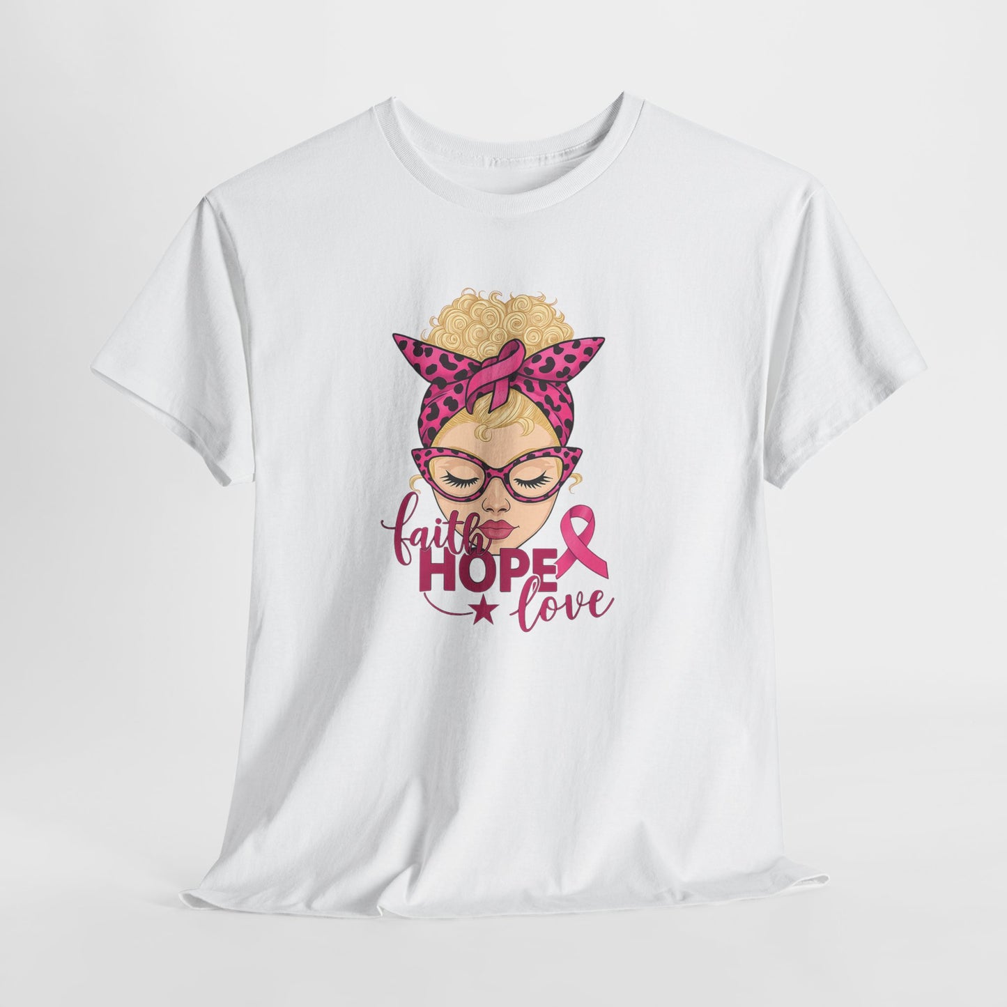 Hope Love Pink Ribbon Tee - Breast Cancer Awareness
