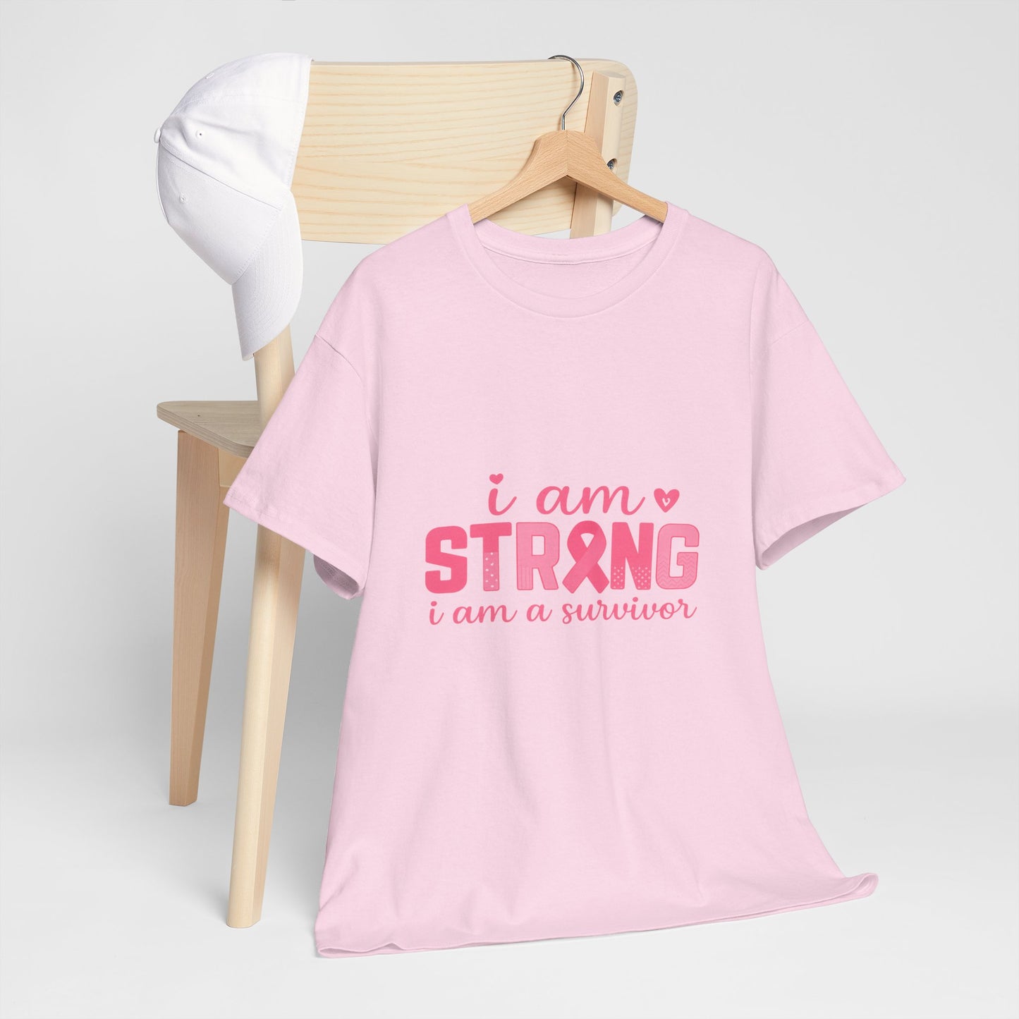 I AM STRONG - Pink Ribbon Breast Cancer Awareness Tee