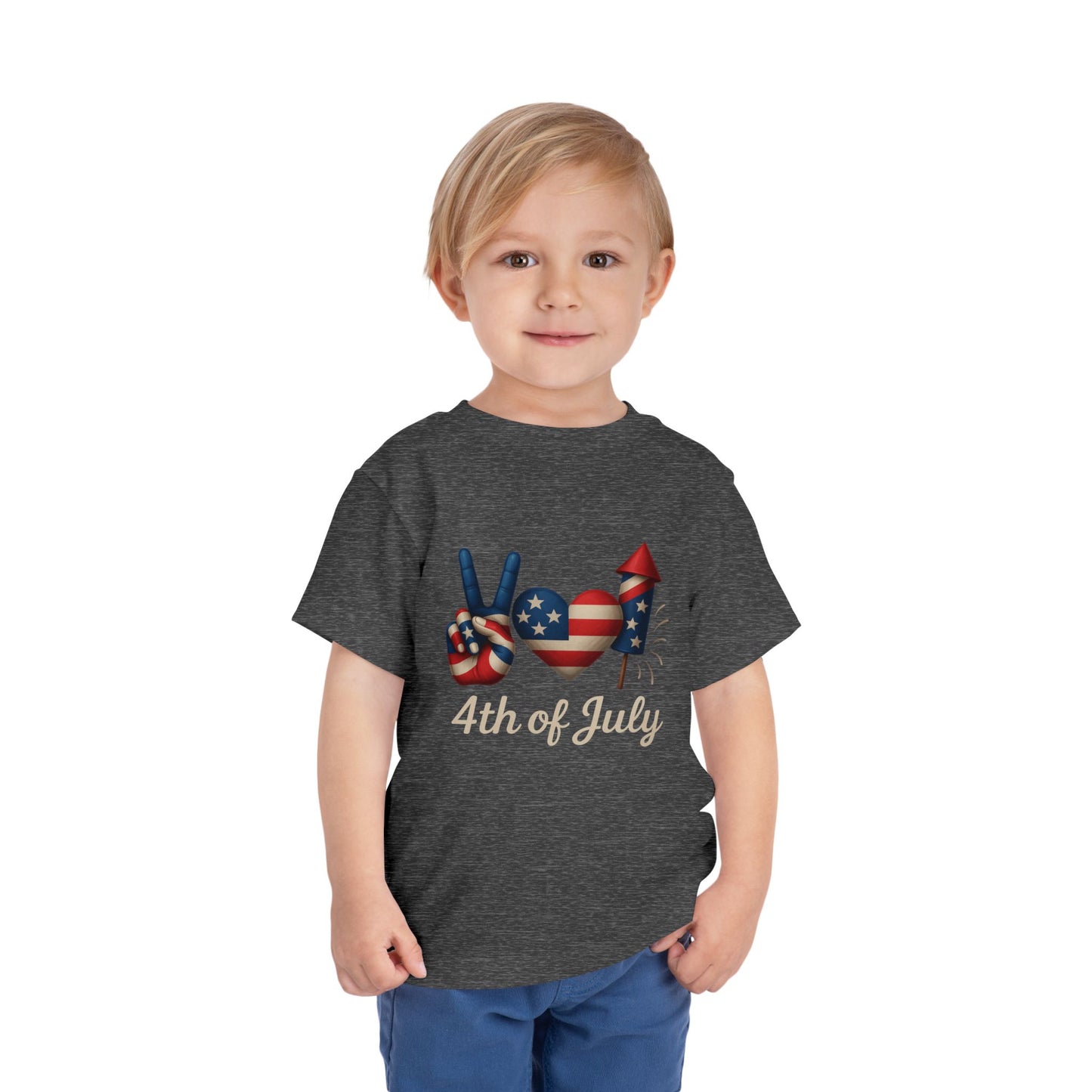 4th of July Peace & Heart Tee: Patriotic Toddler Shirt