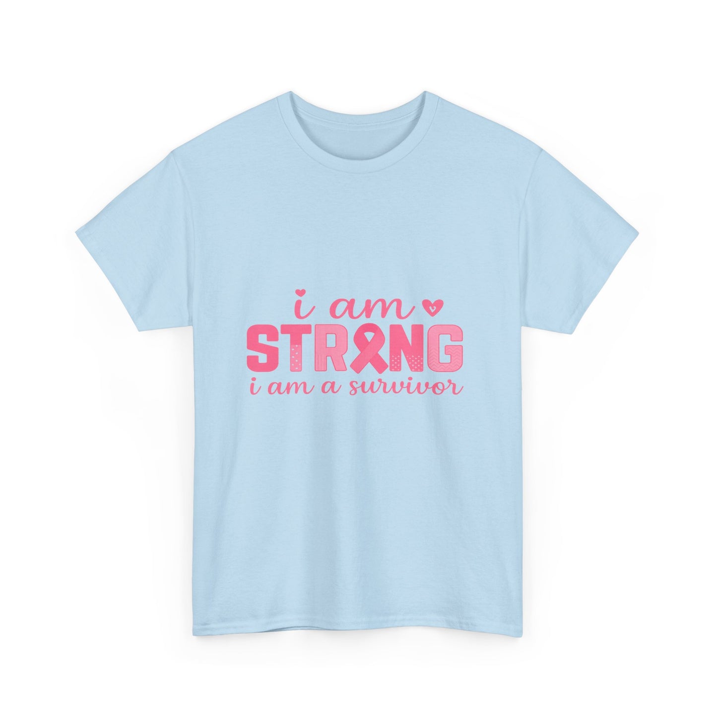 I AM STRONG - Pink Ribbon Breast Cancer Awareness Tee