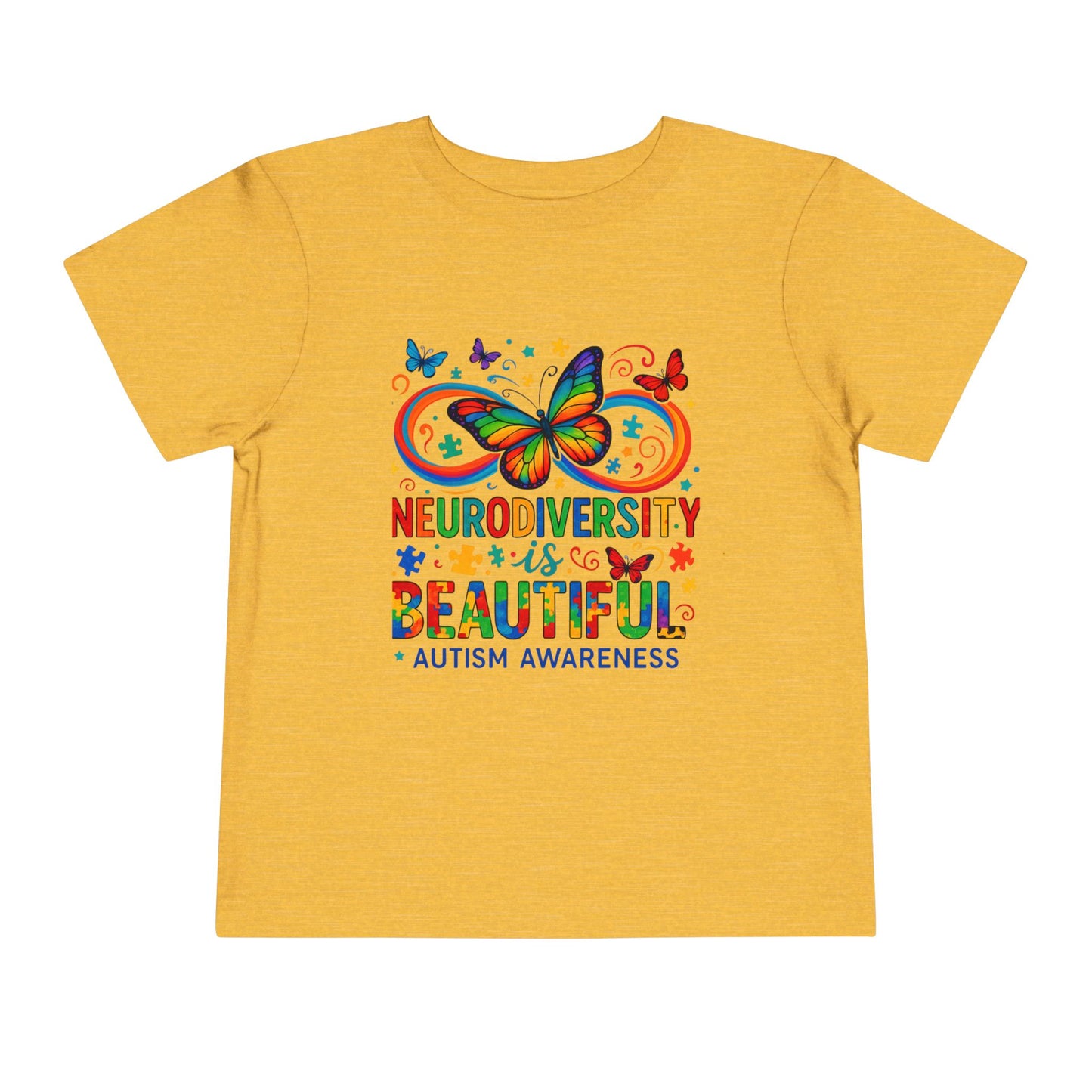 Toddler Tee - Neurodiversity is Beautiful Butterfly Rainbow Puzzle Piece Tee