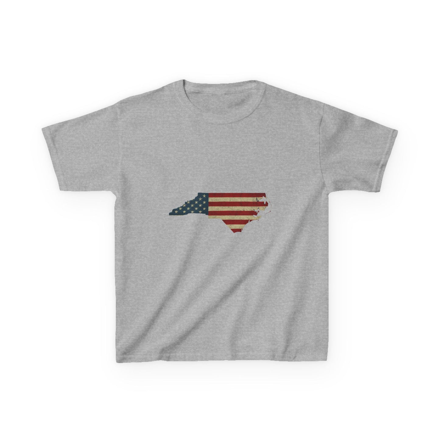 NC Flag Dinosaur Christmas Tee - Kids Holiday Shirt