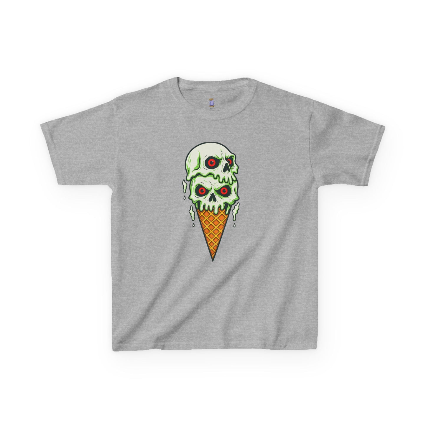 Kids Skull Ice Cream Tee, Cute T-Shirt for Kids, Halloween Apparel, Year-Round Fun, Trendy Summer Wear, Unique Gift Idea