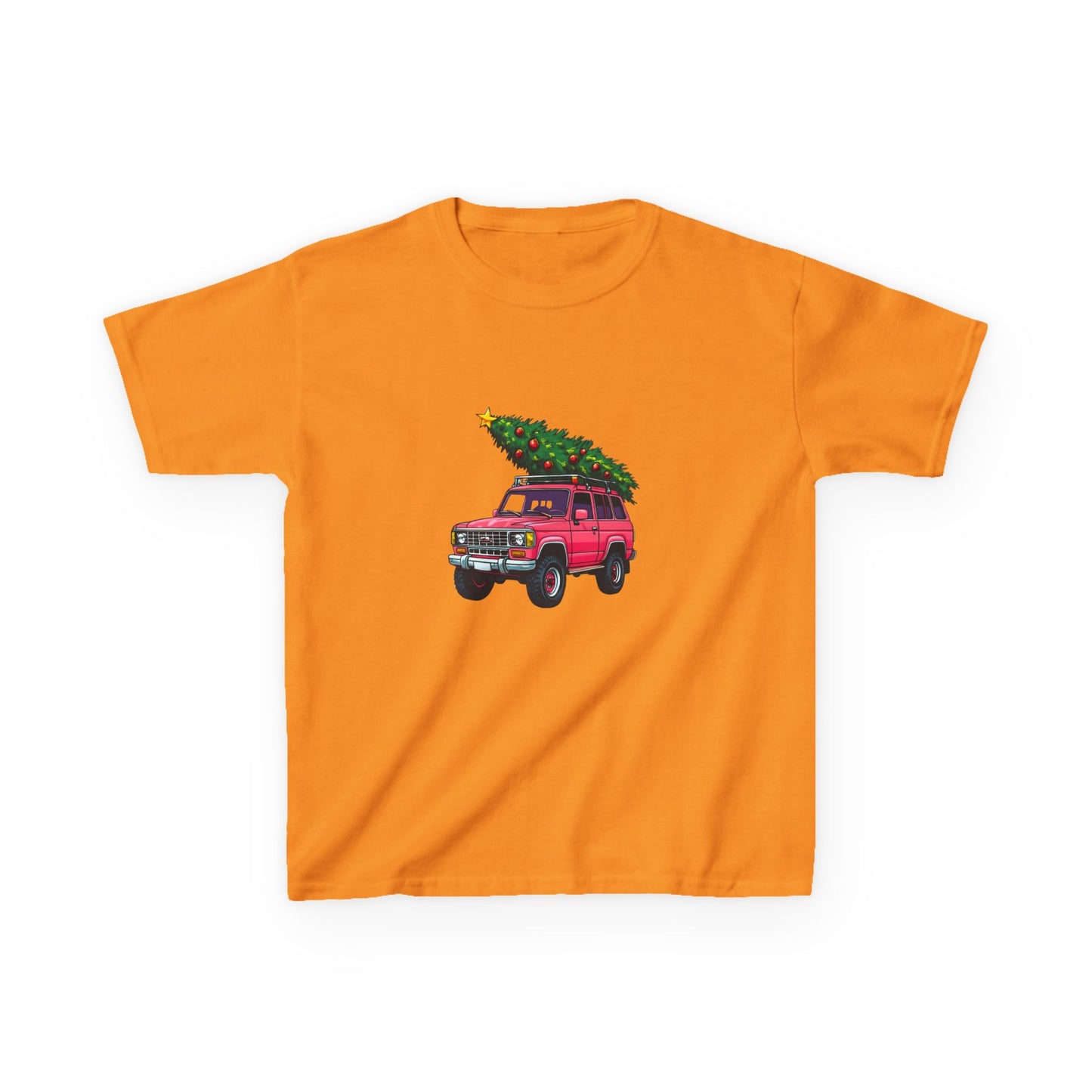 Pink SUV Dino Christmas Tree Kids Tee
