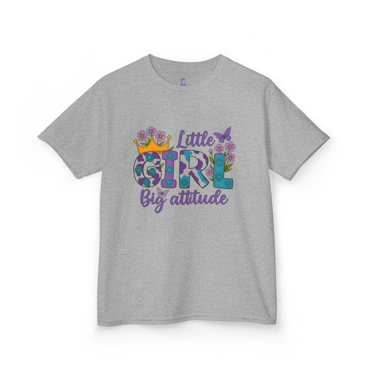 Whimsical Kids Tee for Big Attitude, Fun T-Shirt for Girls, Playful Cotton Shirt, Gift for Birthdays or Celebrations