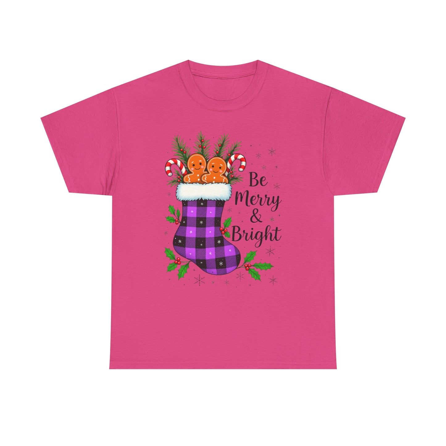Buffalo Plaid Stocking Unisex Tee - Be Merry & Bright