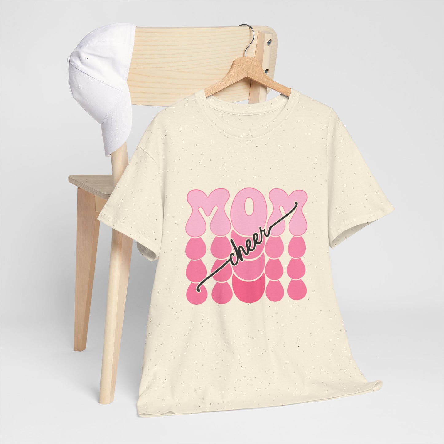 MOM Cheer – Pink Bubble Letter Spirit Tee