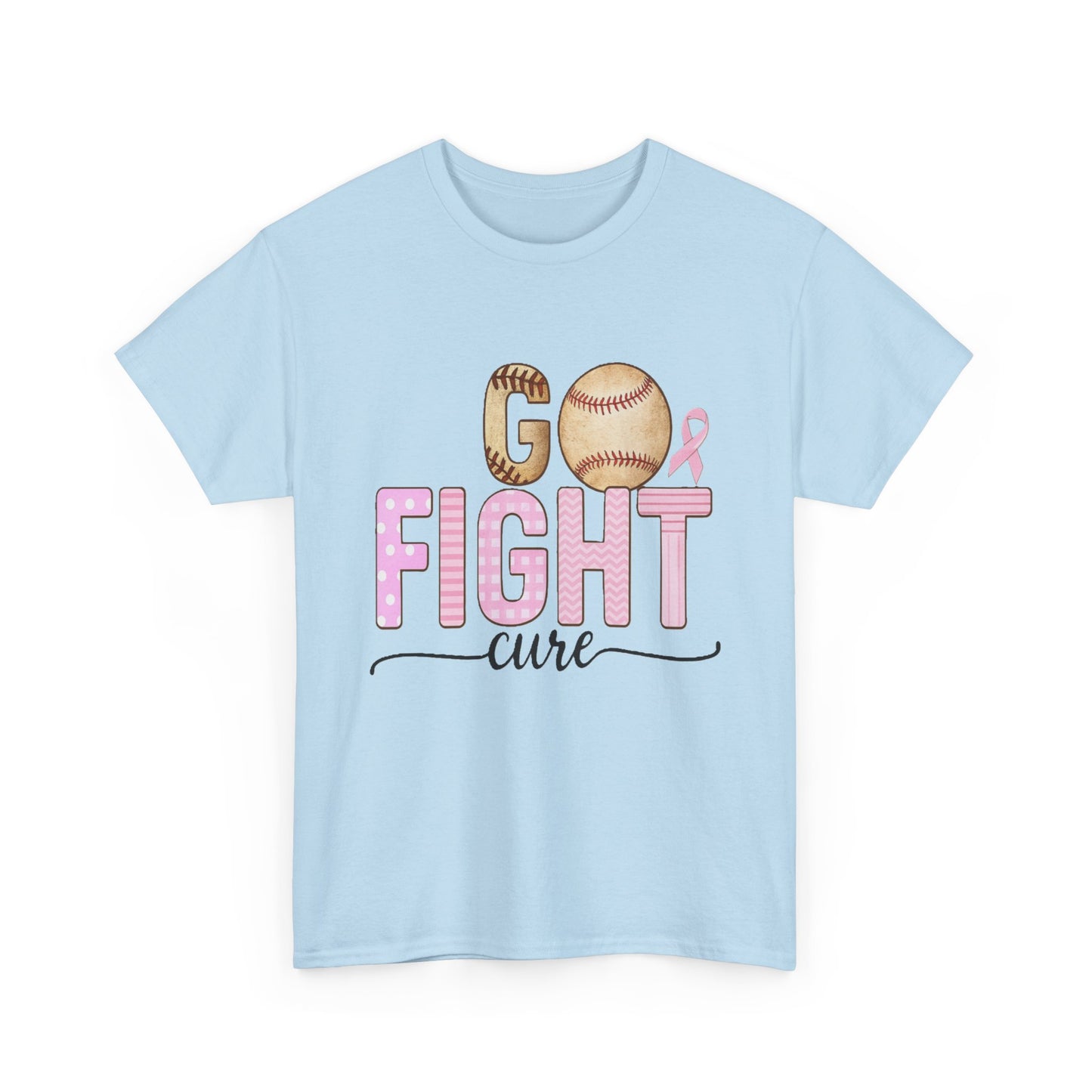 Go Fight Cure Baseball Pink Ribbon Awareness Tee