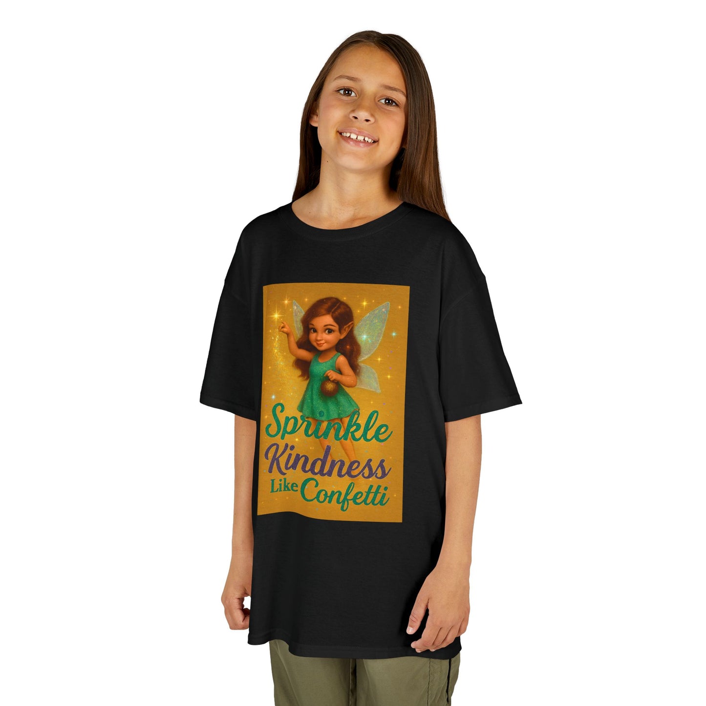 Sparkle Kindness Kids Cotton Tee - Whimsical Fairy Design, Perfect Birthday Gift, Playtime Apparel, Encouraging Message, Kids Fashion