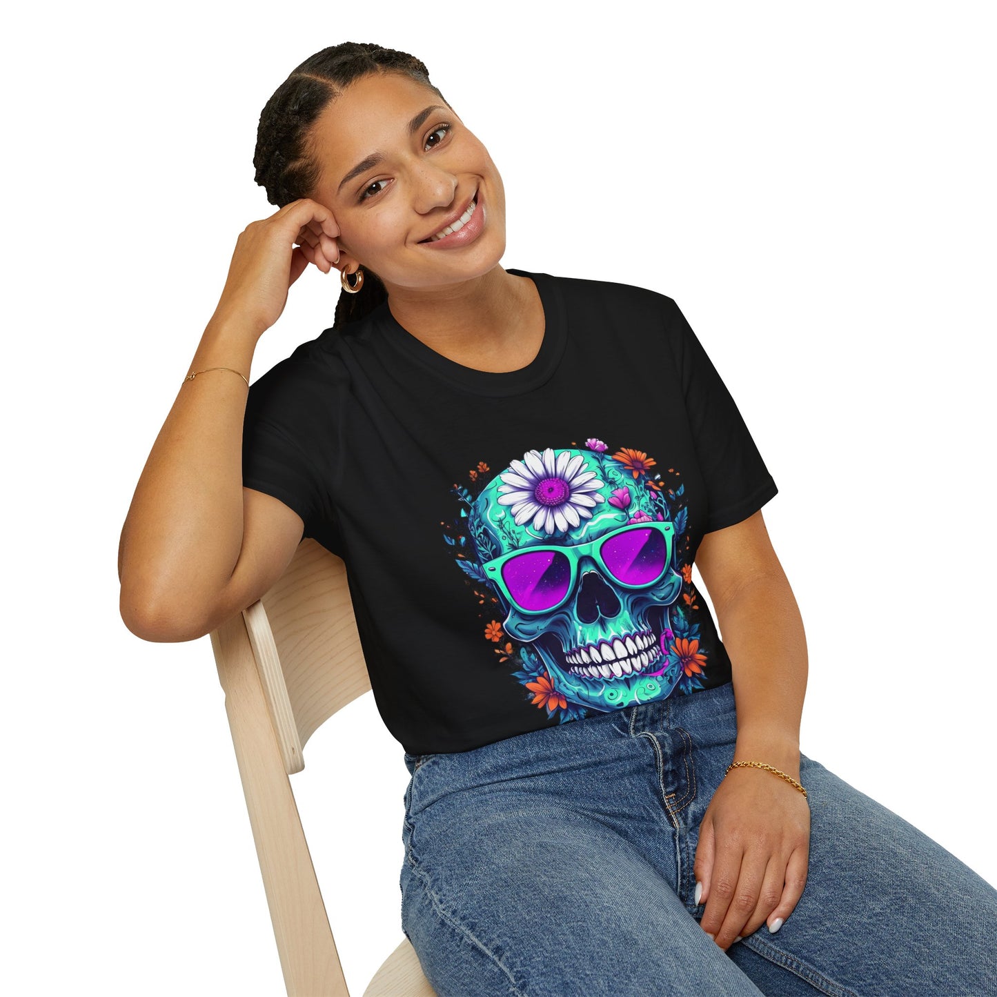 Vibrant Skull Graphic Tee, Edgy Unisex T-Shirt, Festival Wear, Vintage Inspired Tops, Halloween Must-Have, Cool Casual Style