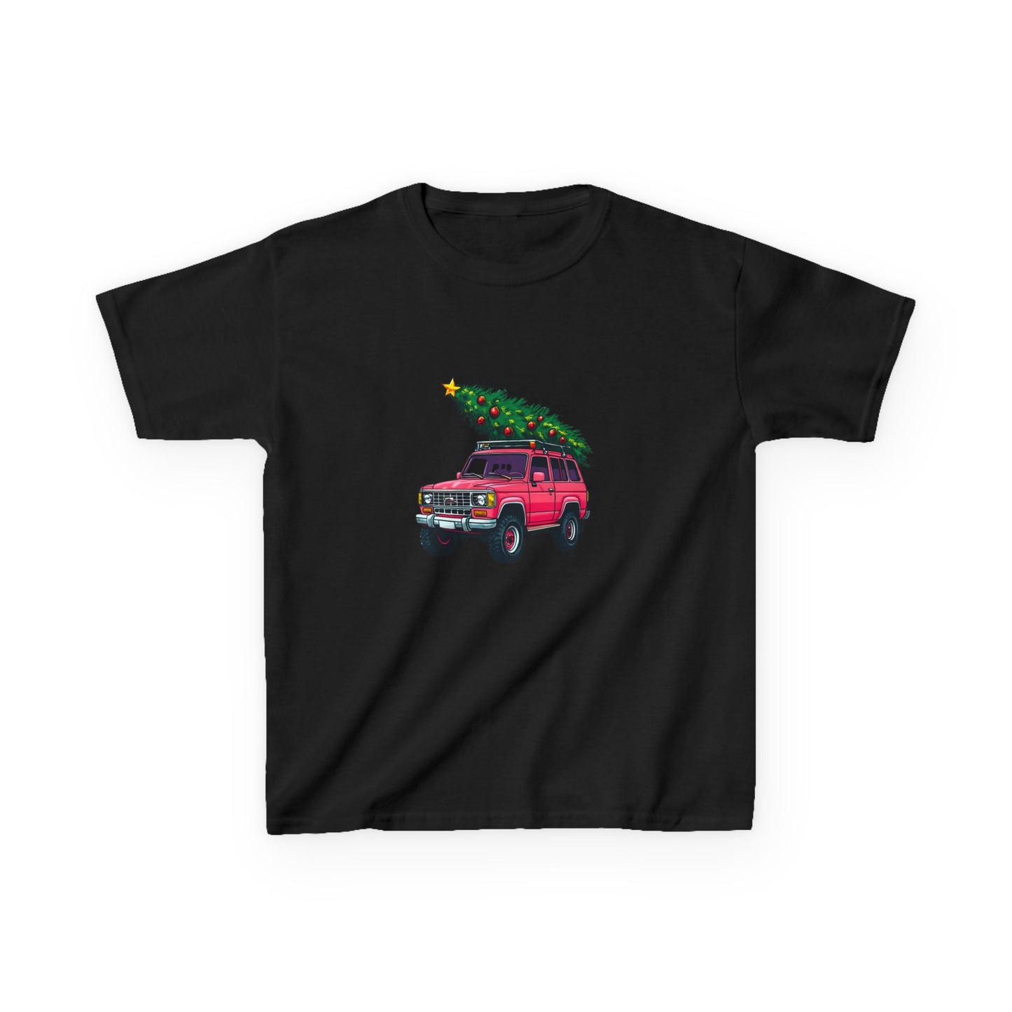 Pink SUV Dino Christmas Tree Kids Tee