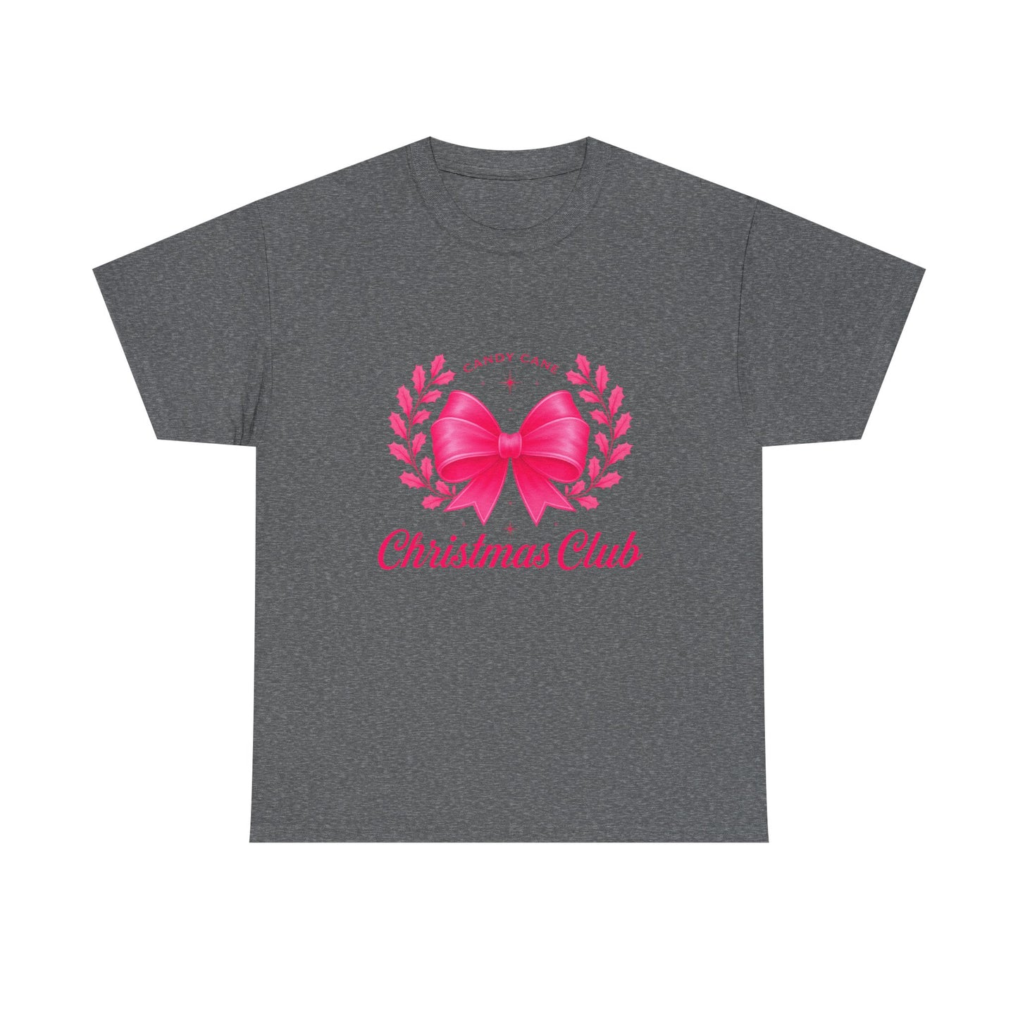 Christmas Tee with Pink Bow and Candy Cane Christmas Club Text