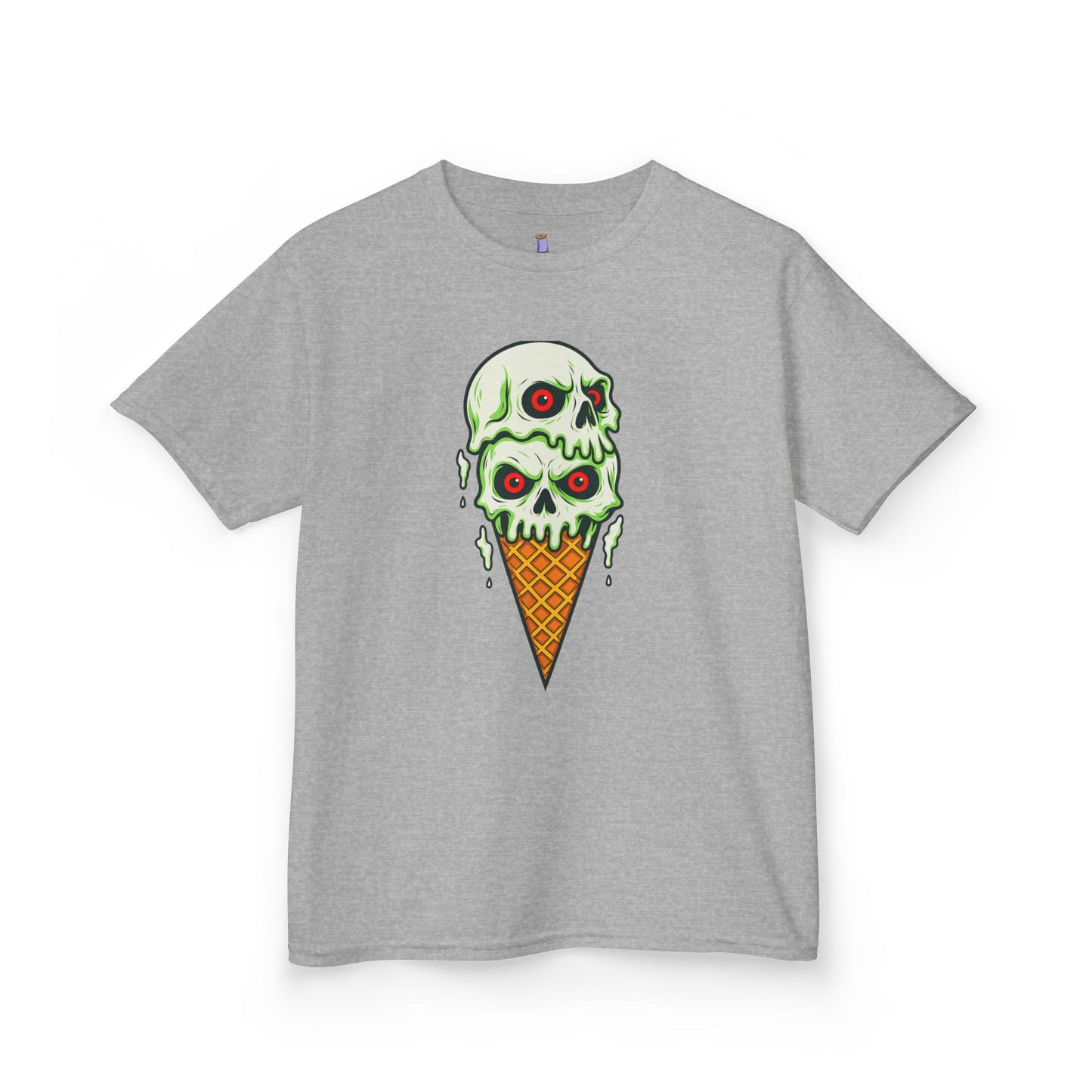 Kids Skull Ice Cream Tee, Cute T-Shirt for Kids, Halloween Apparel, Year-Round Fun, Trendy Summer Wear, Unique Gift Idea