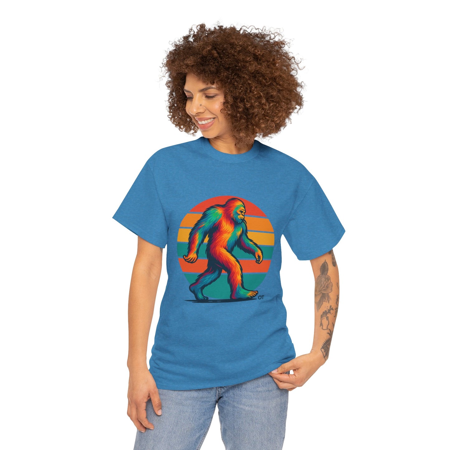 Colorful Bigfoot Unisex T-Shirt, Fun Graphic Tee for Nature Lovers, Perfect for Holidays, Festivals, Camping, Gifts