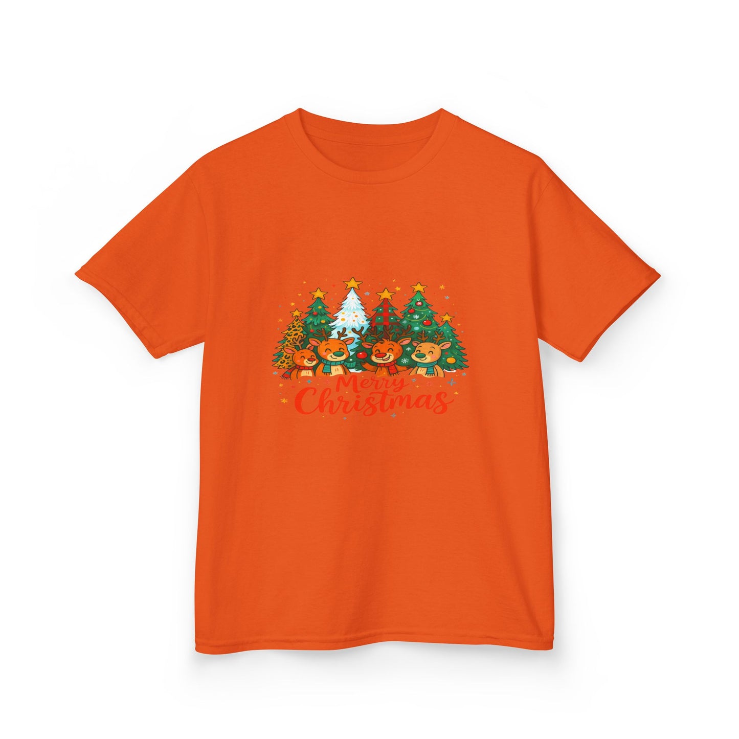 Merry Christmas Reindeer & Dino Trees Kids Tee