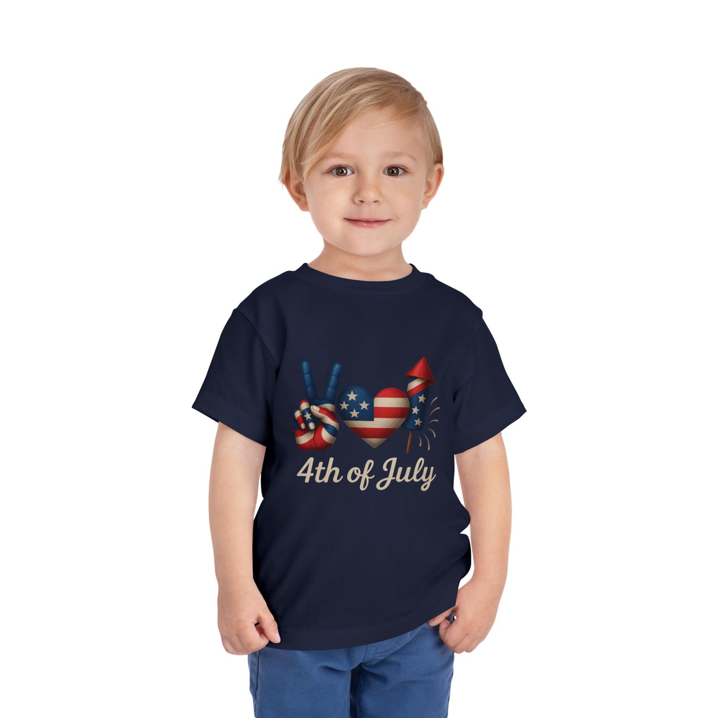 4th of July Peace & Heart Tee: Patriotic Toddler Shirt
