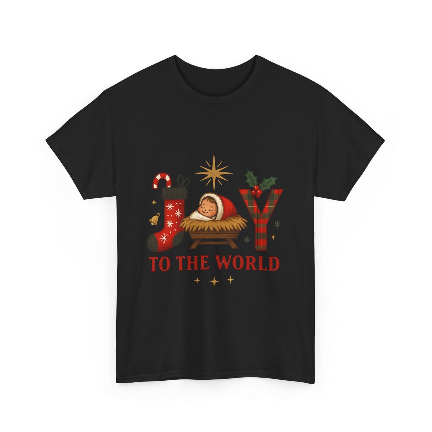Christmas Joy Unisex Tee with Baby Jesus Illustration
