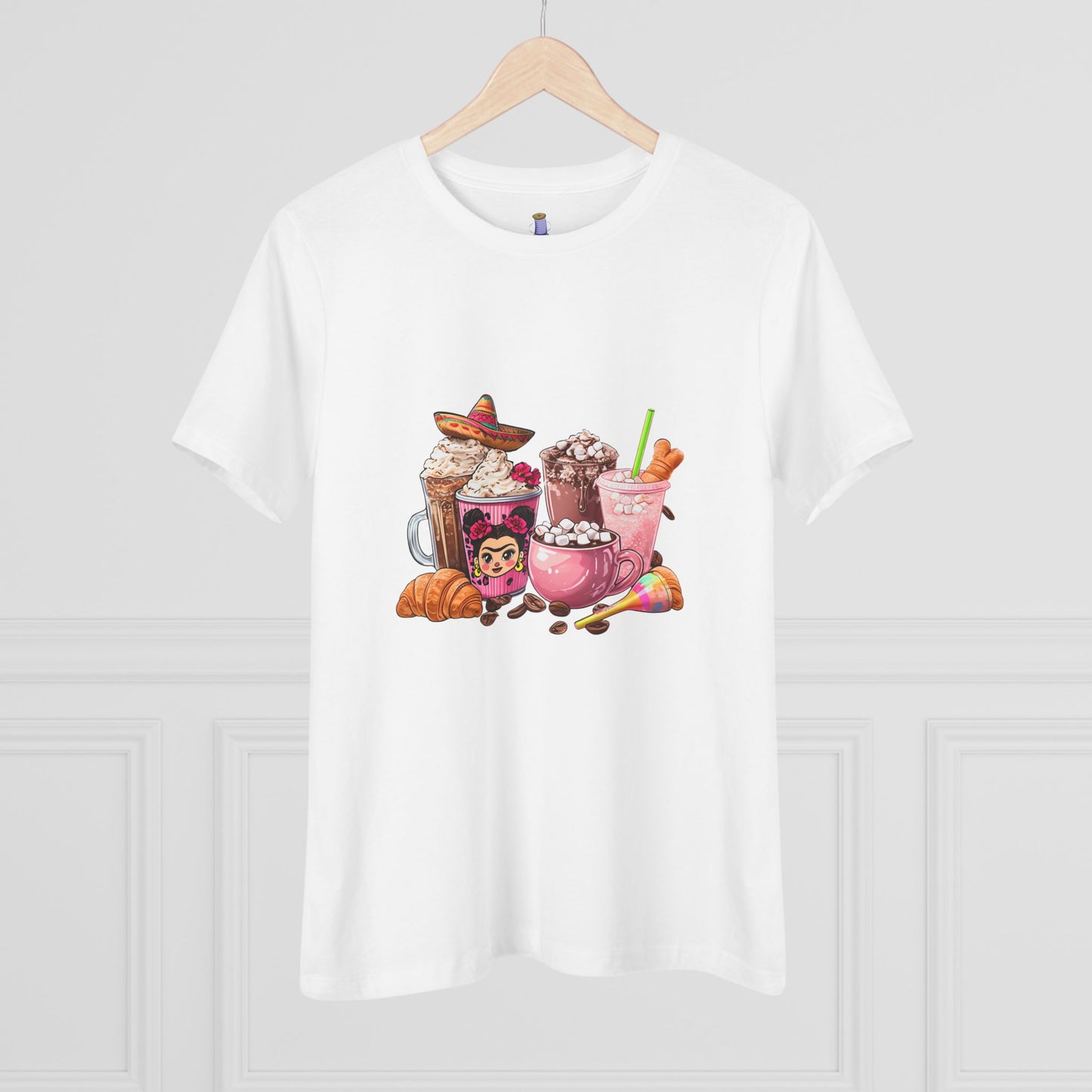 Latina Cute Beverage Women's Cotton Tee, Coffee Lover Gift, Cute Summer Shirt, Birthday Present, Cozy Foodie Tee