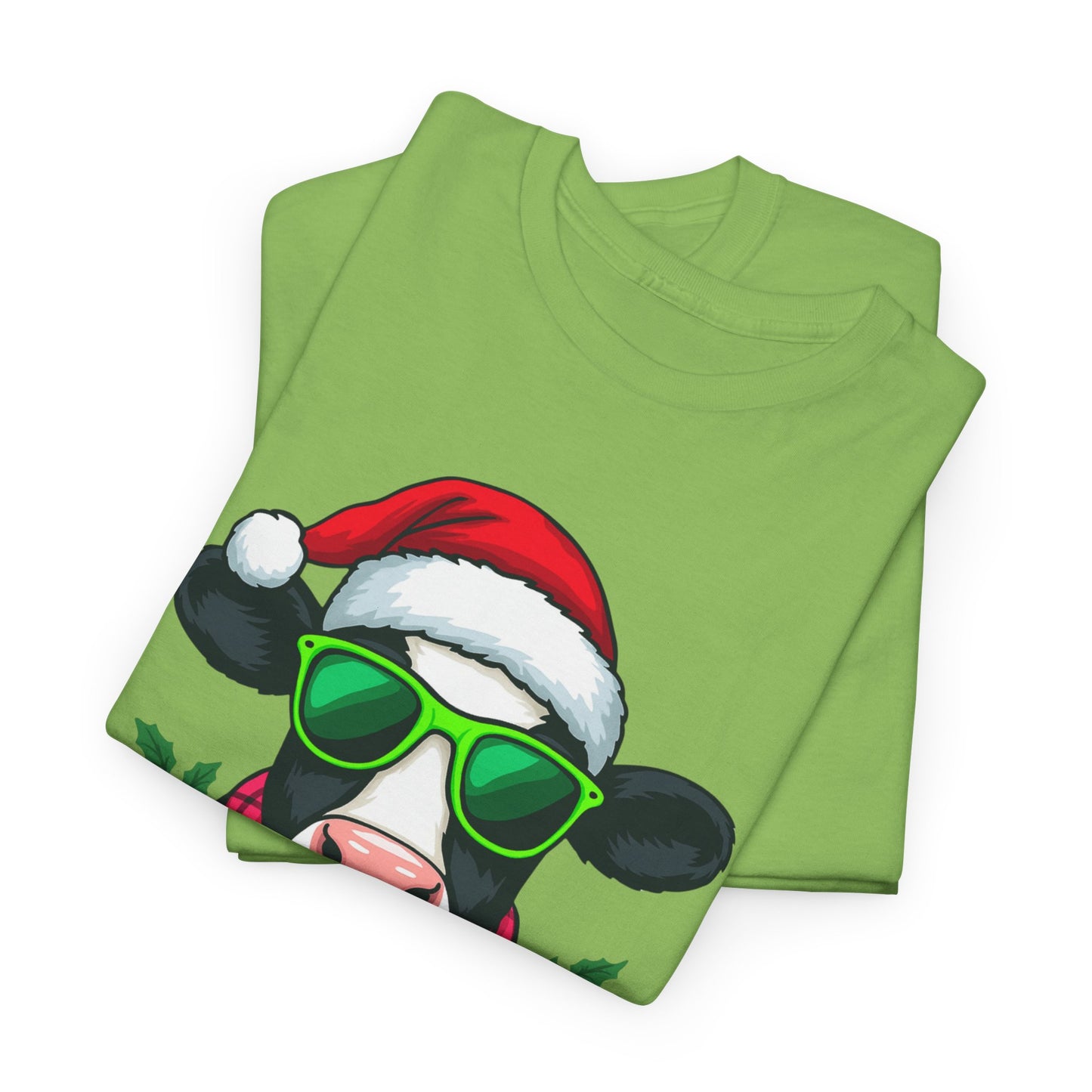 Moovey Christmas Cow Tee - Pink Plaid Scarf & Sunglasses