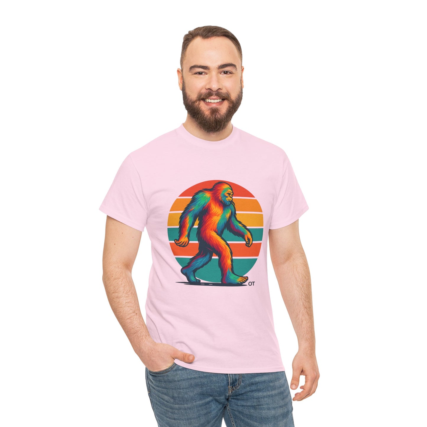 Colorful Bigfoot Unisex T-Shirt, Fun Graphic Tee for Nature Lovers, Perfect for Holidays, Festivals, Camping, Gifts
