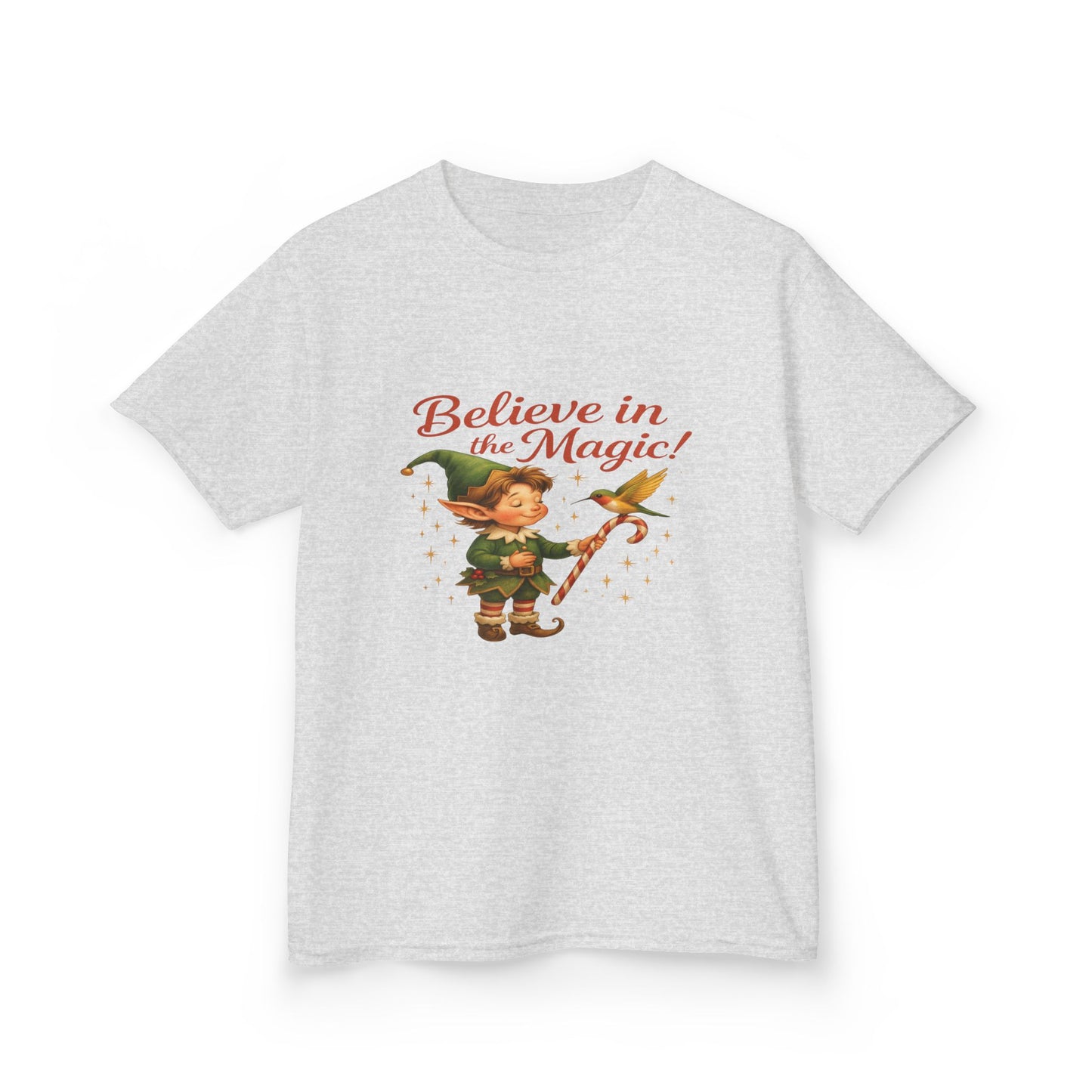 Believe in the Magic Elf & Dino Christmas Kids Tee