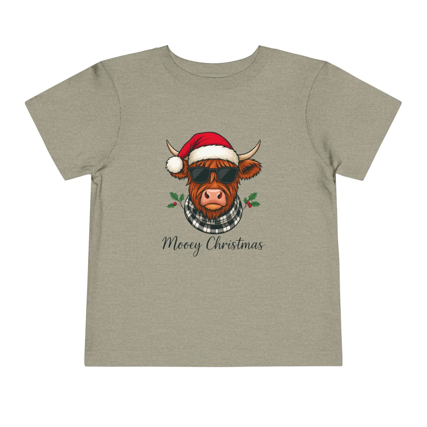 Mooey Christmas Highland Cow Toddler Tee