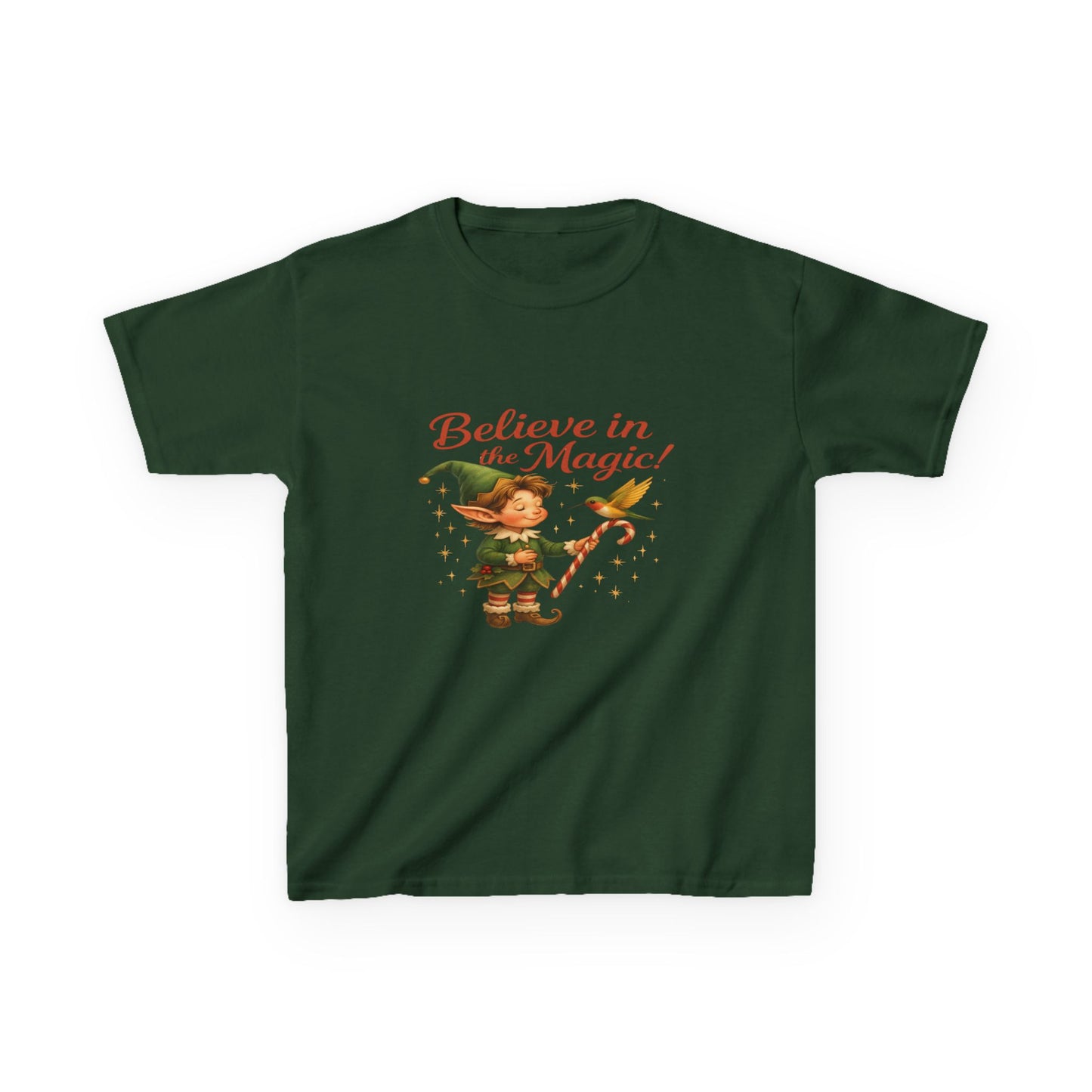 Believe in the Magic Elf & Dino Christmas Kids Tee