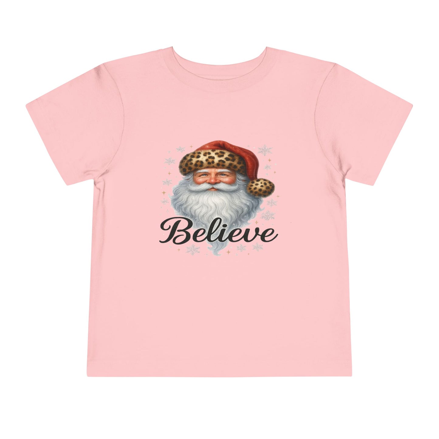 Believe Santa Leopard Print Toddler Christmas Tee