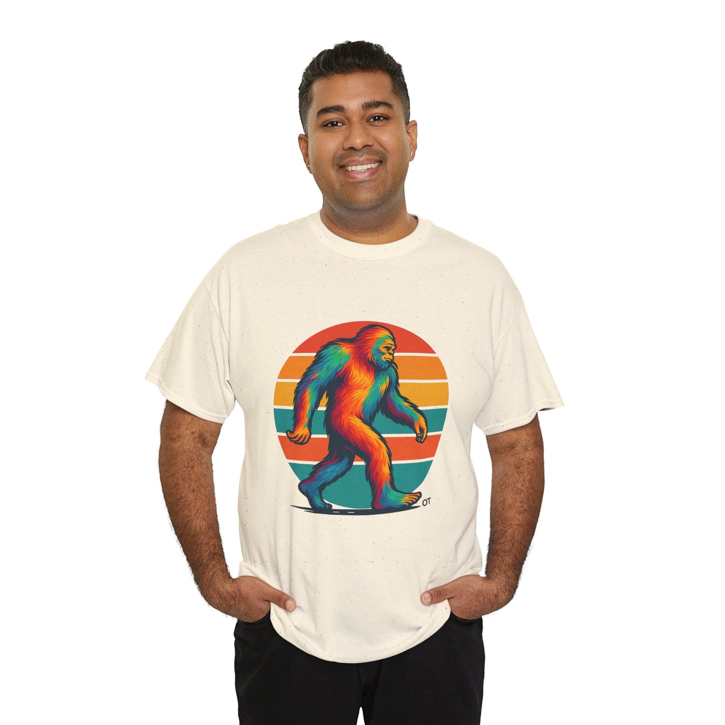 Colorful Bigfoot Unisex T-Shirt, Fun Graphic Tee for Nature Lovers, Perfect for Holidays, Festivals, Camping, Gifts