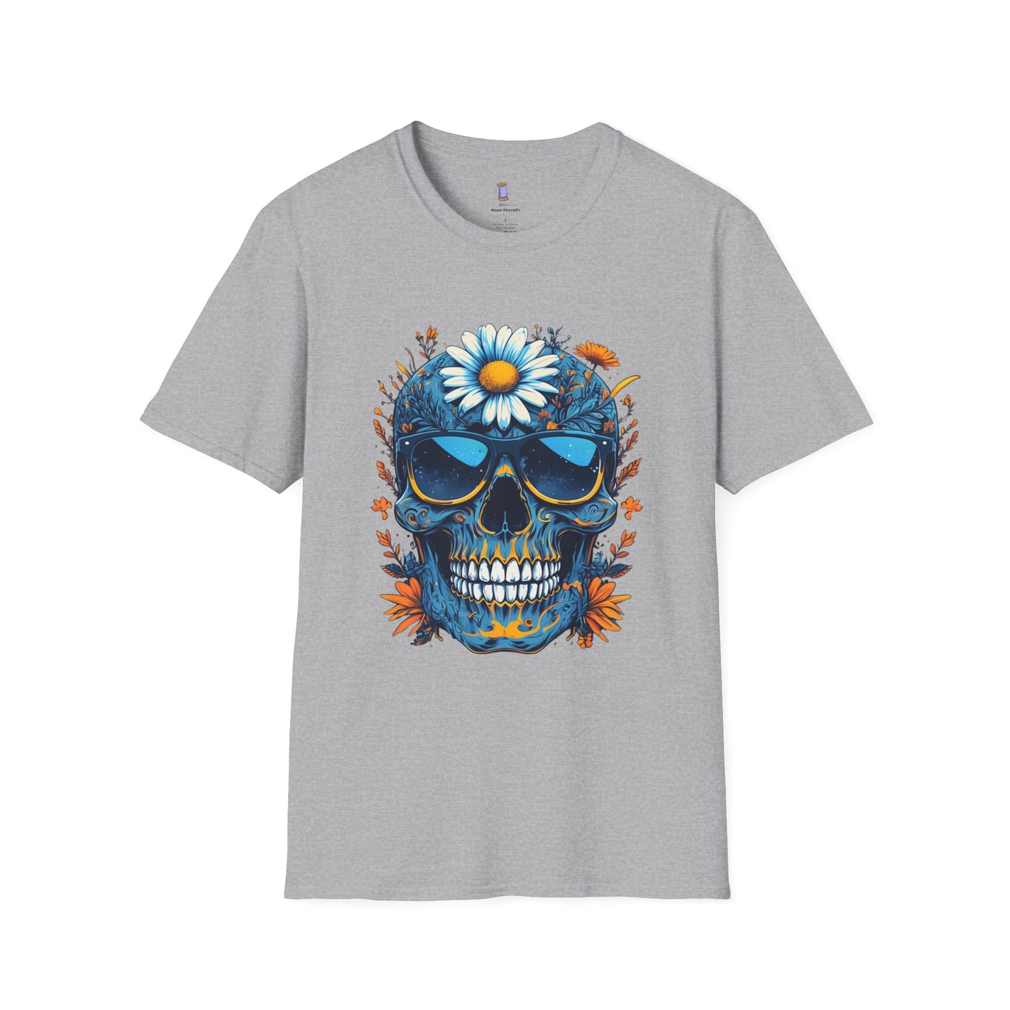 Bohemian Skull T-Shirt - Artistic Graphic Tee for Music Lovers, Festival Attire, Unique Gift, Unisex Softstyle Top