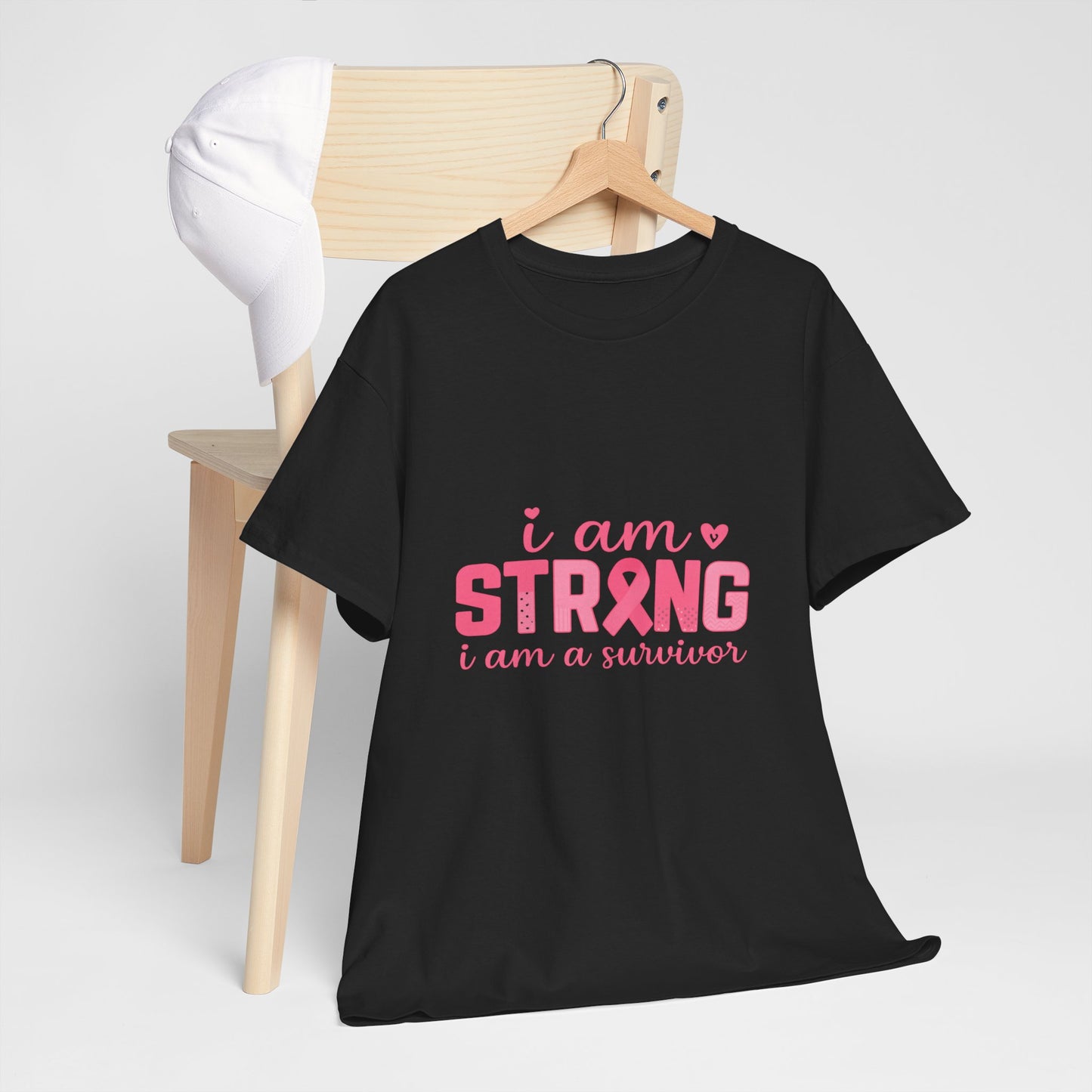 I AM STRONG - Pink Ribbon Breast Cancer Awareness Tee