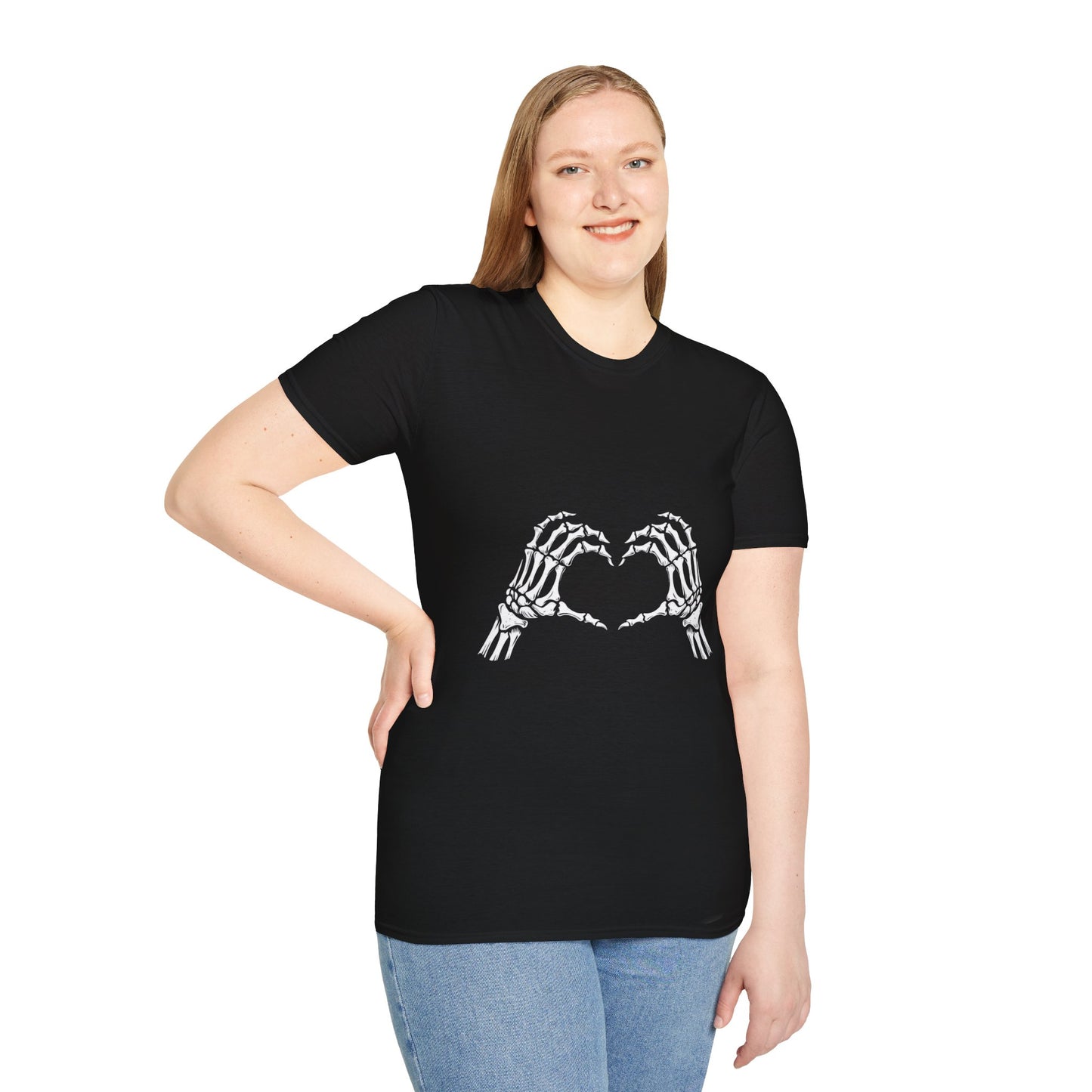 Skull Heart T-Shirt - Unisex Graphic Tee for Halloween, Love, Gifts, Casual Wear, Skeleton