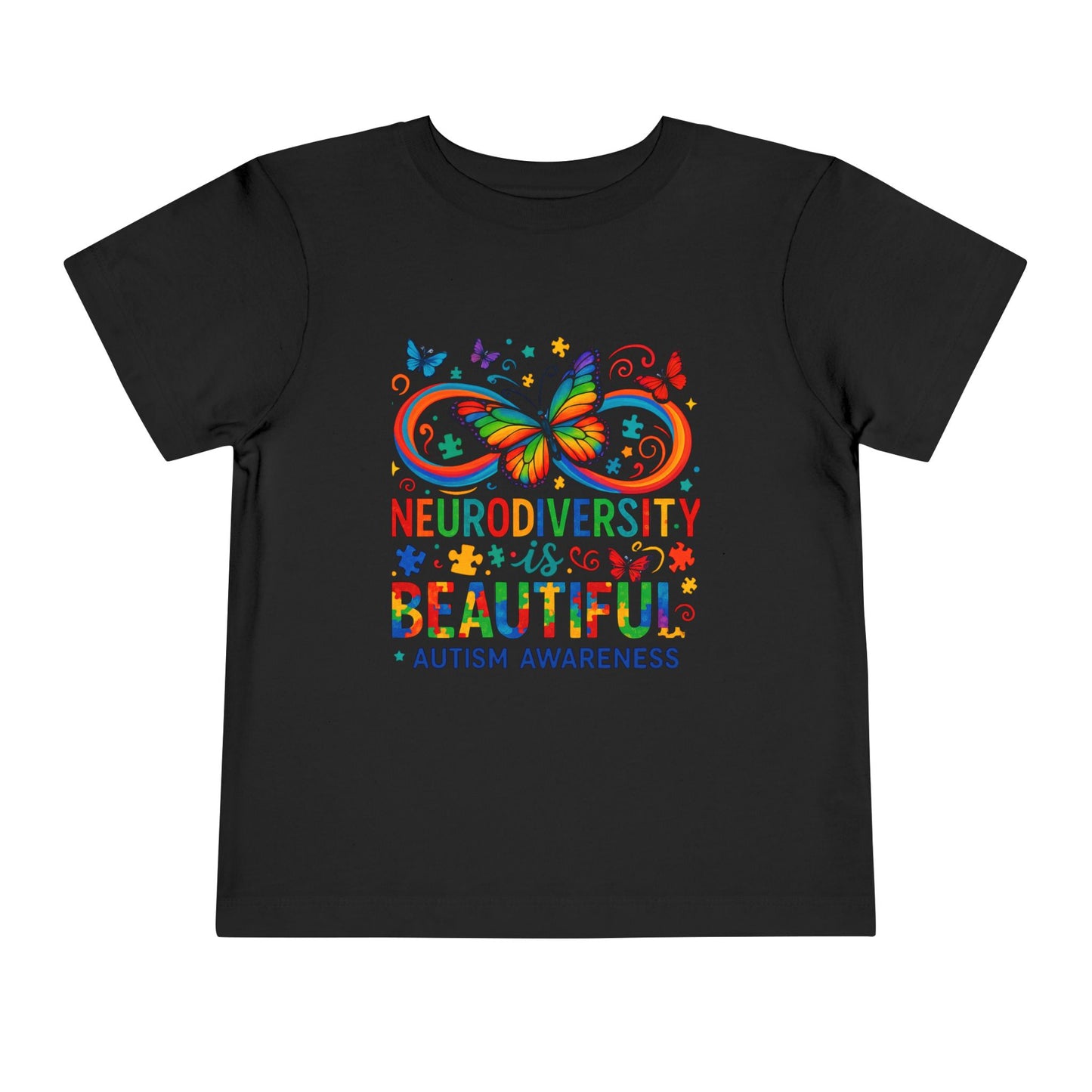 Toddler Tee - Neurodiversity is Beautiful Butterfly Rainbow Puzzle Piece Tee