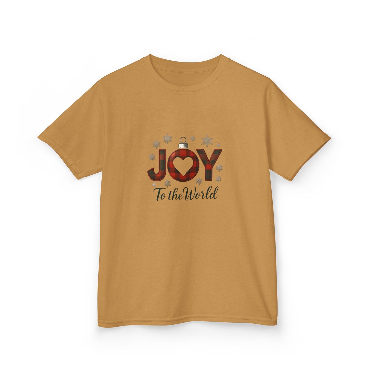 JOY Dinosaur Christmas Tee - Plaid Ornament Dino Shirt