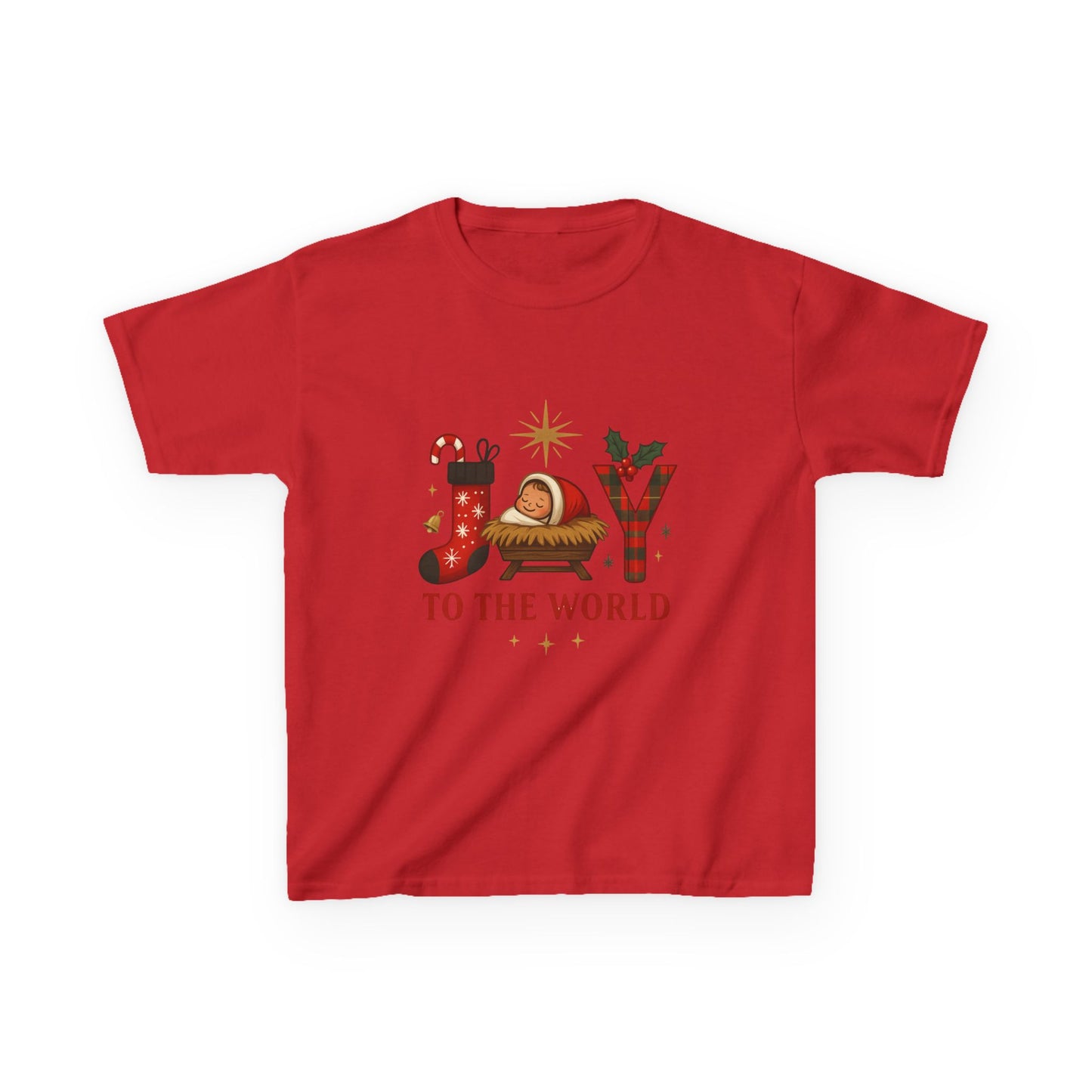 Joy to the World Dino Christmas Kids Tee
