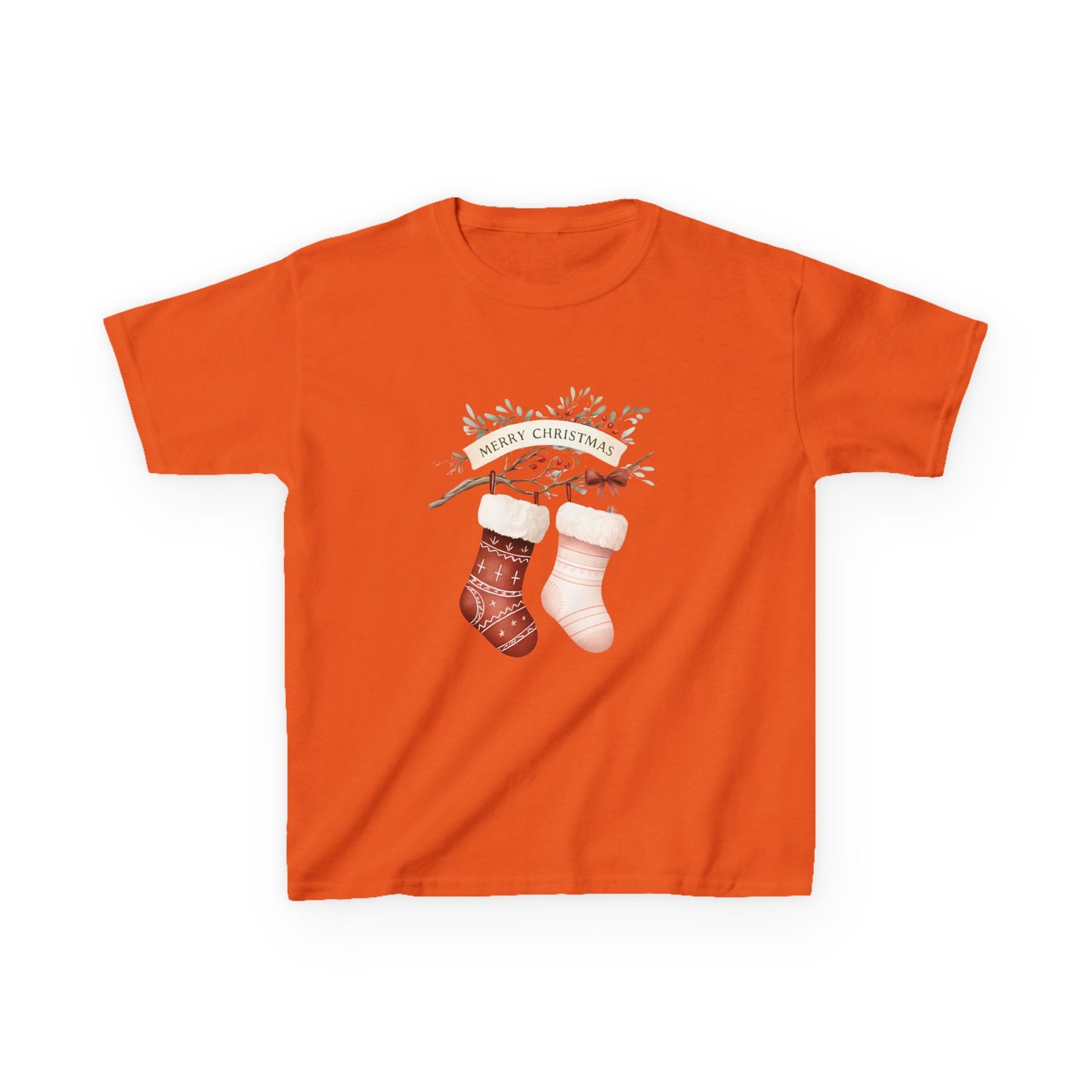 Dino Stocking Christmas Tee - Kids Holiday Shirt