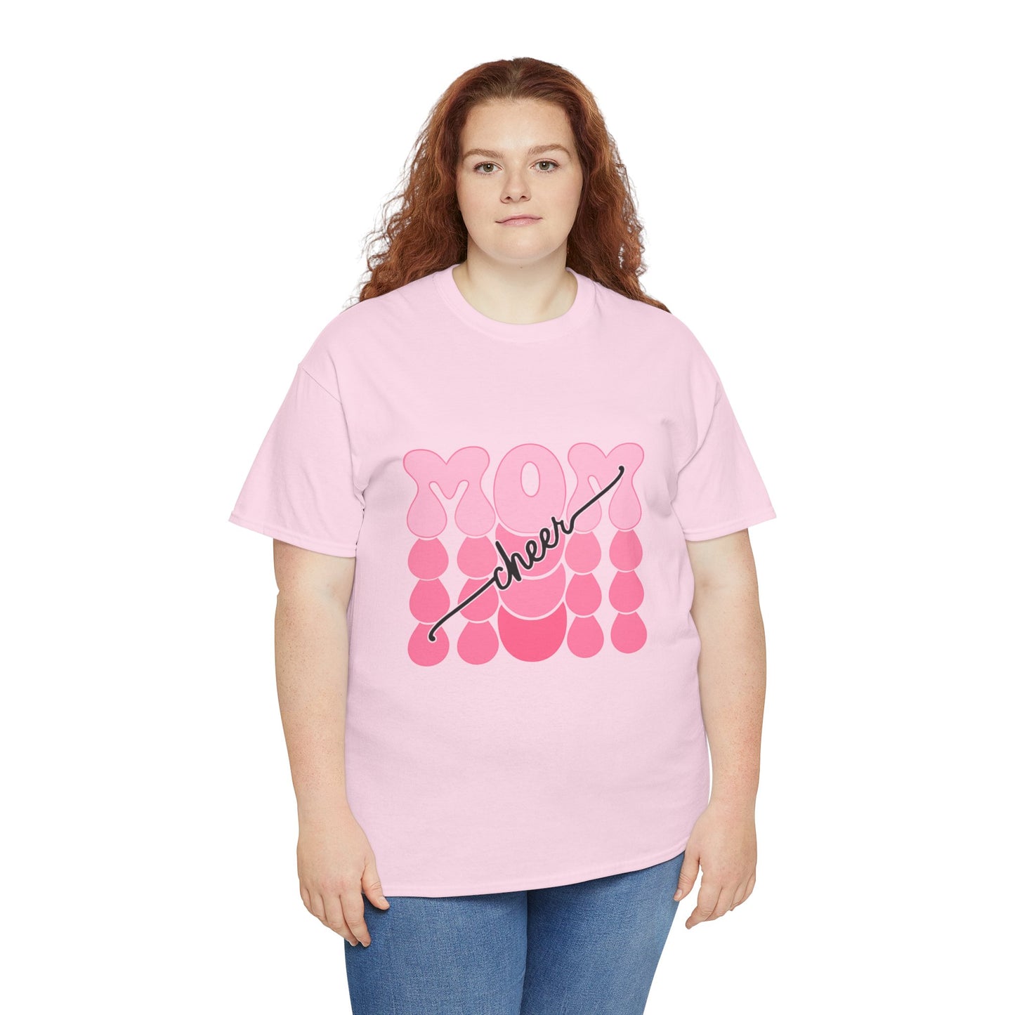 MOM Cheer – Pink Bubble Letter Spirit Tee