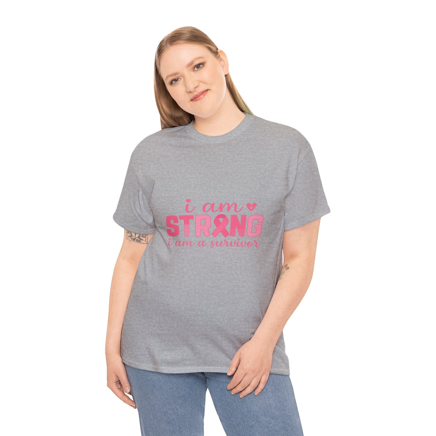 I AM STRONG - Pink Ribbon Breast Cancer Awareness Tee